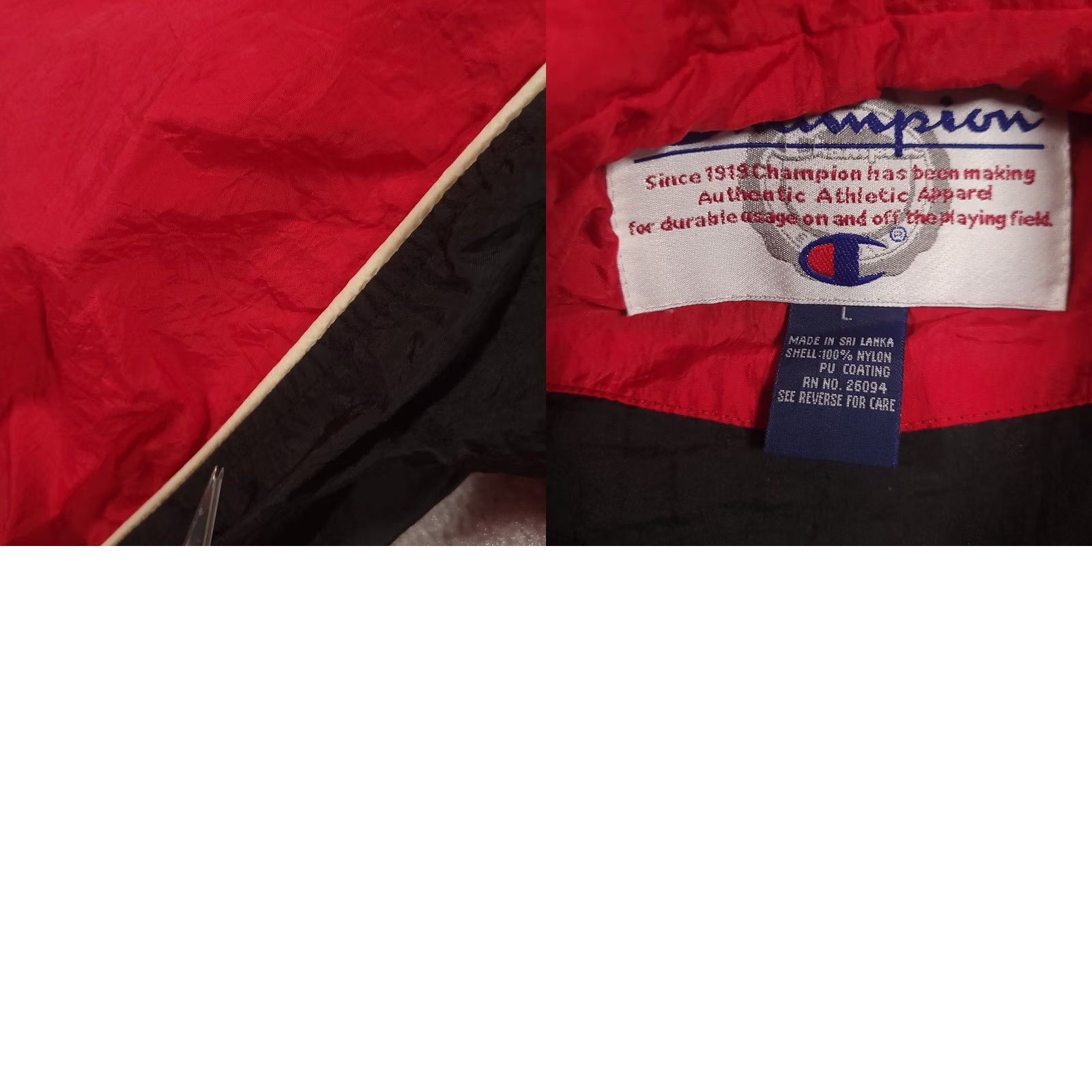 Champion VINTAGE Champion Windbreaker Jacket Men's Large Black Red 1/4 Zip Pullover Windproof Wind-Resistant Size US L / EU 52-54 / 3 - 8 Thumbnail