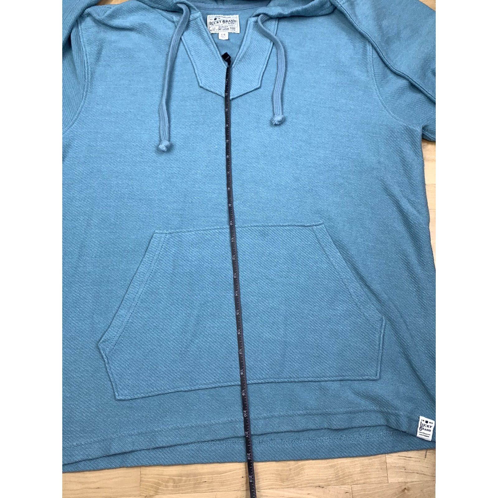 Lucky Brand Lucky Brand Hoodie Mens L Turquoise V-Neck Drawstring Pullover Casual Solid #7195 Size US L / EU 52-54 / 3 - 4 Thumbnail