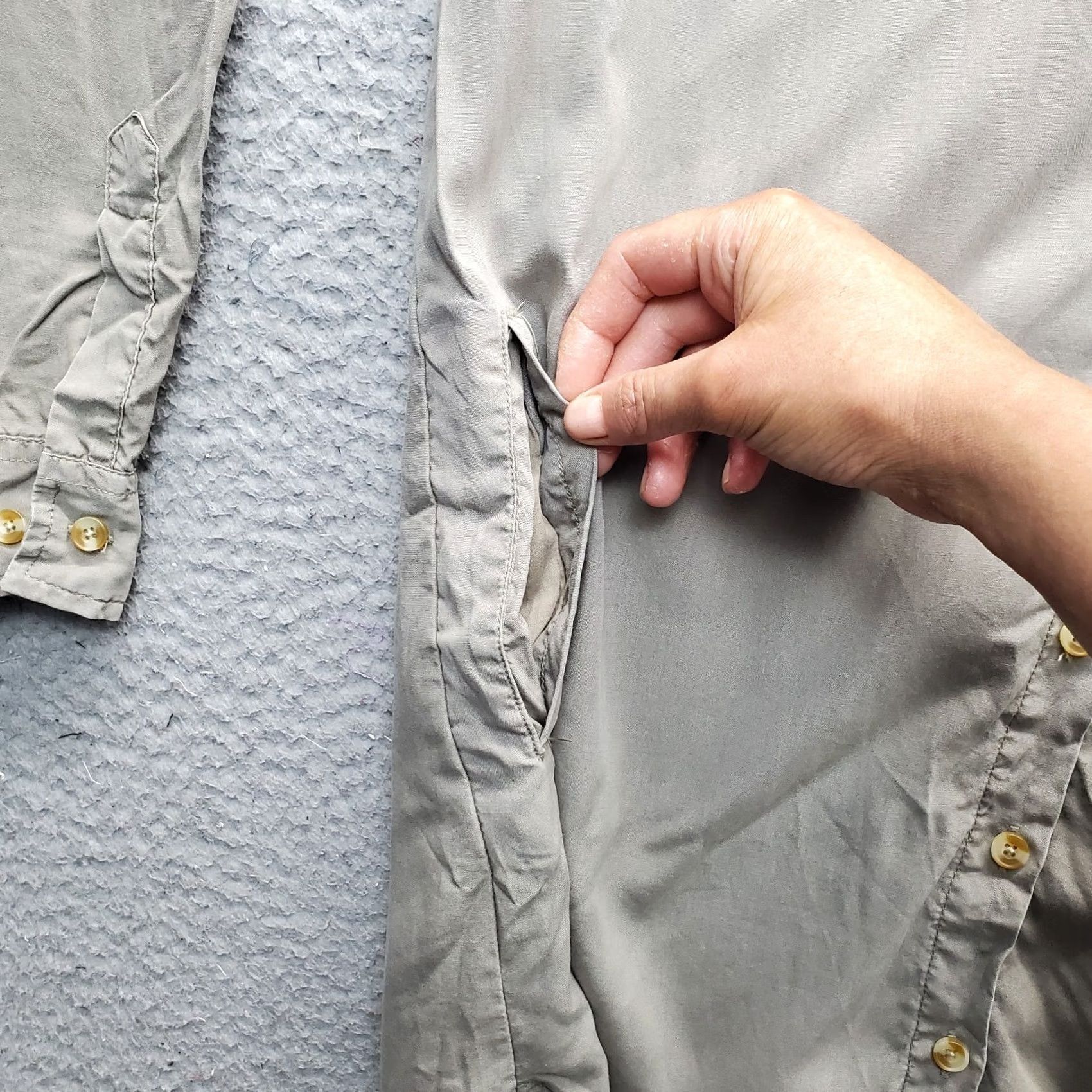 Vintage Thread & Supply Shirt Dress Women's S Gray Lyocell Roll Tab Sleeve Button Front Size S / US 4 / IT 40 - 7 Thumbnail