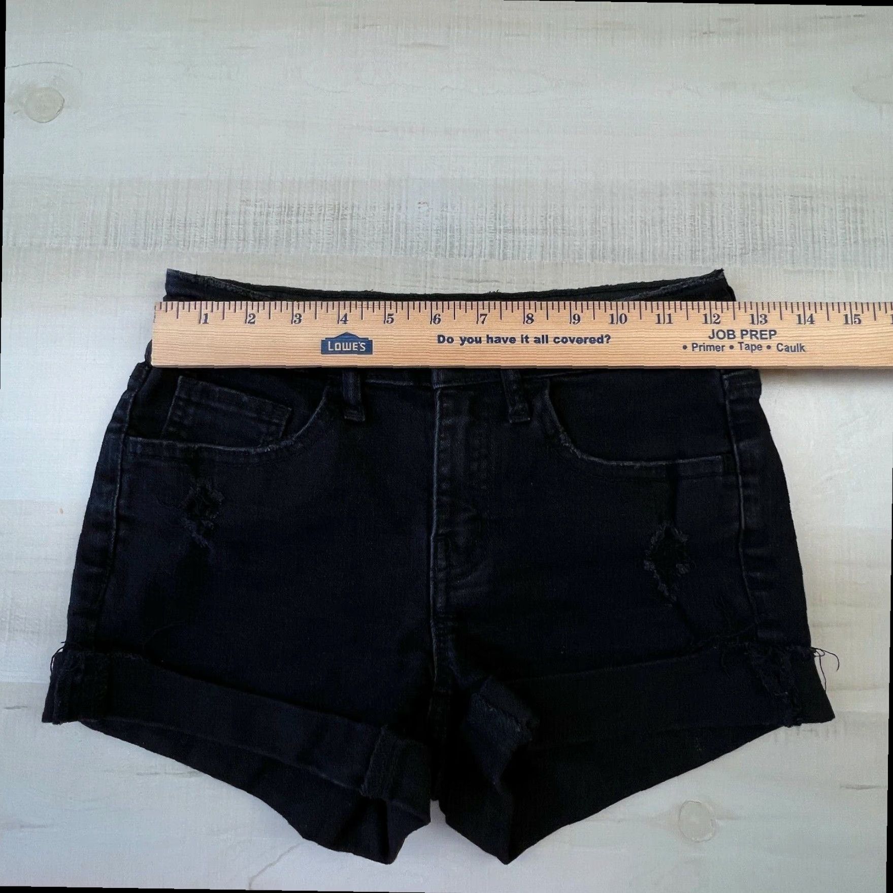 Vintage SO Womens Junior High Rise Distressed Denim Shorts Black Size 25" / US 0 / IT 36 - 7 Thumbnail