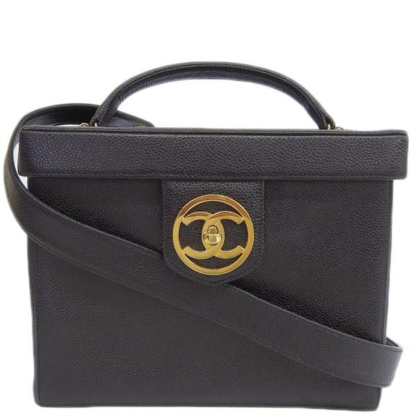 image of Chanel Around 1995 Circle Turn-Lock Vanity 2Way Bag Black, Women's