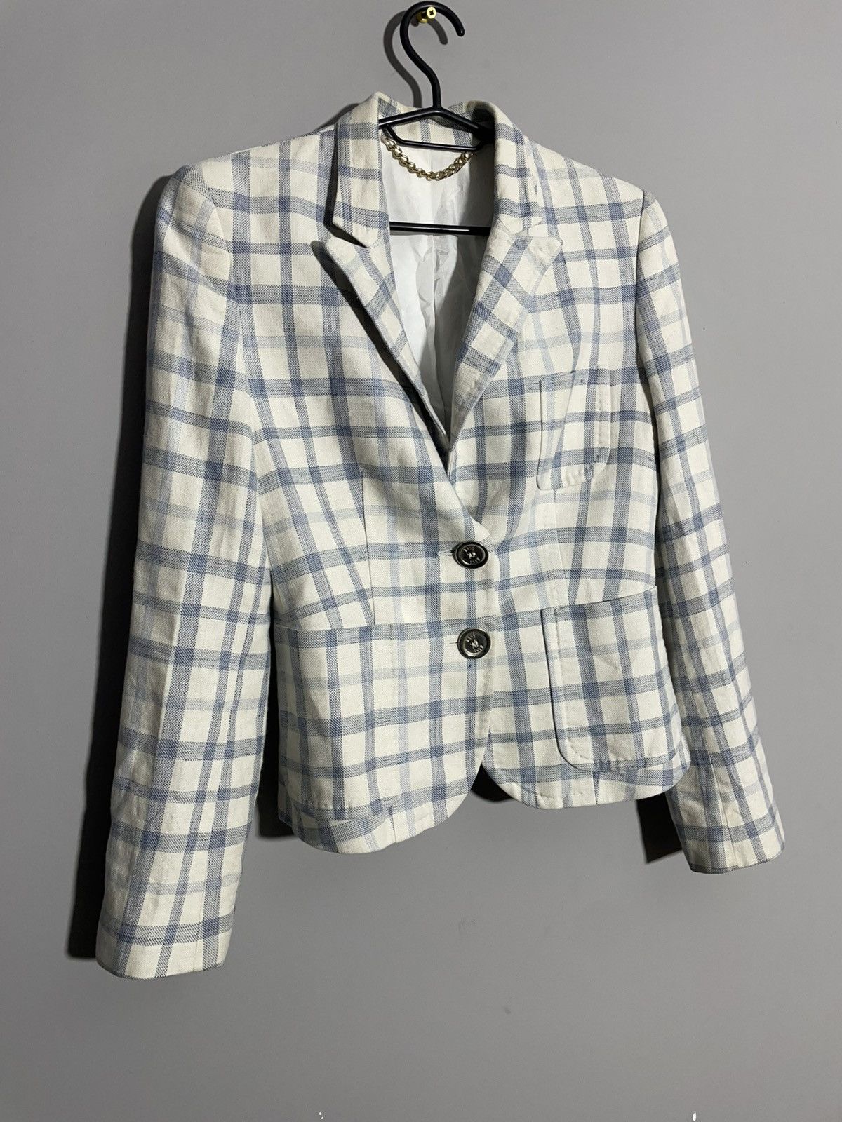 DAKS Daks London Check Pattern Cotton Blazer Size M / US 6-8 / IT 42-44 - 2 Thumbnail