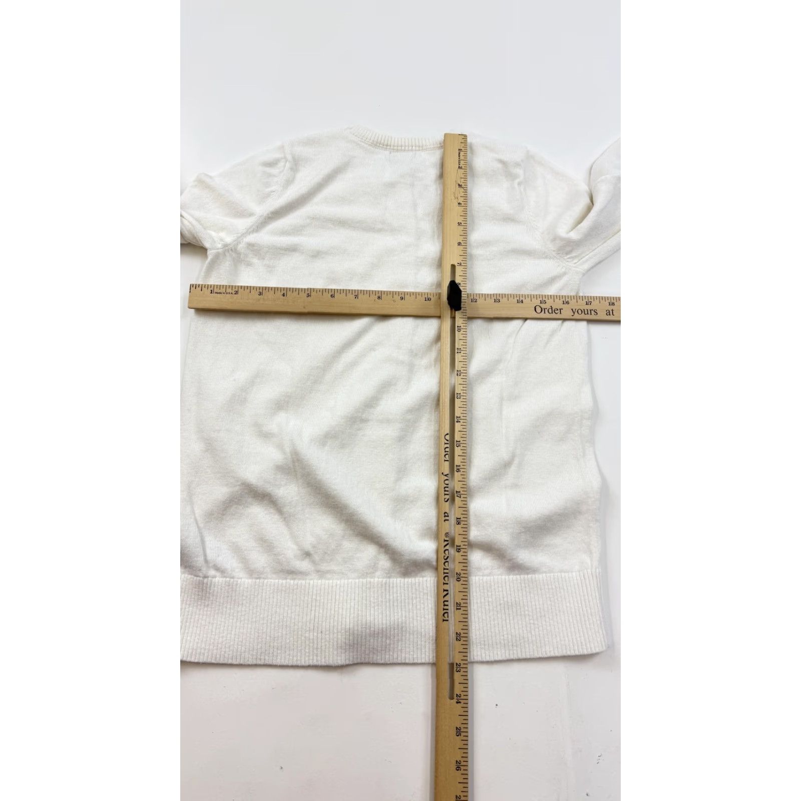 Vintage L.L. Bean Cardigan Sweater Womens XS White Cotton Cashmere Button Front Knit Size XS / US 0-2 / IT 36-38 - 7 Thumbnail