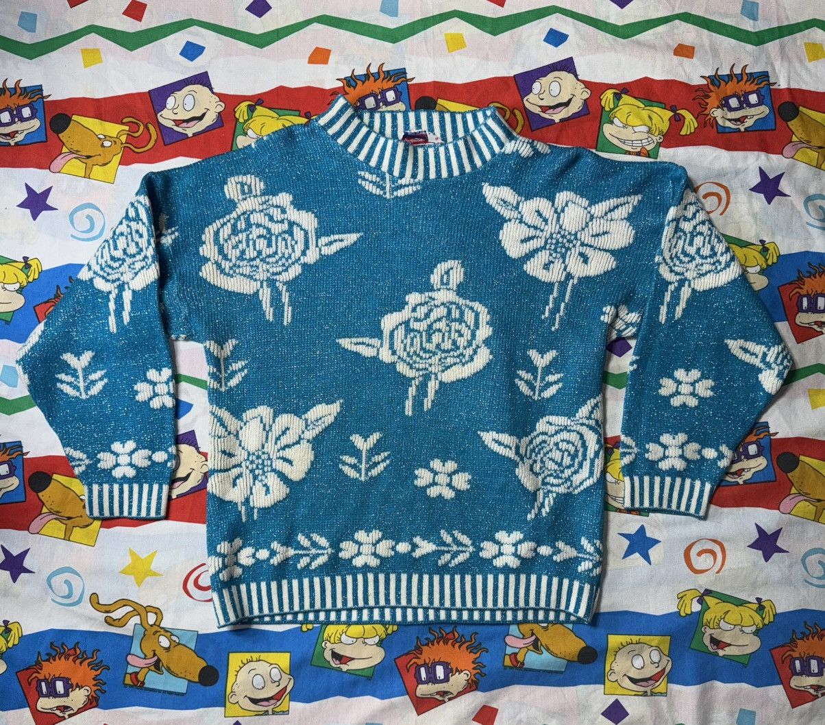 Vintage Vintage 80s Floral Knitwear Sweater Women’s Size US M / EU 48-50 / 2 - 1 Thumbnail