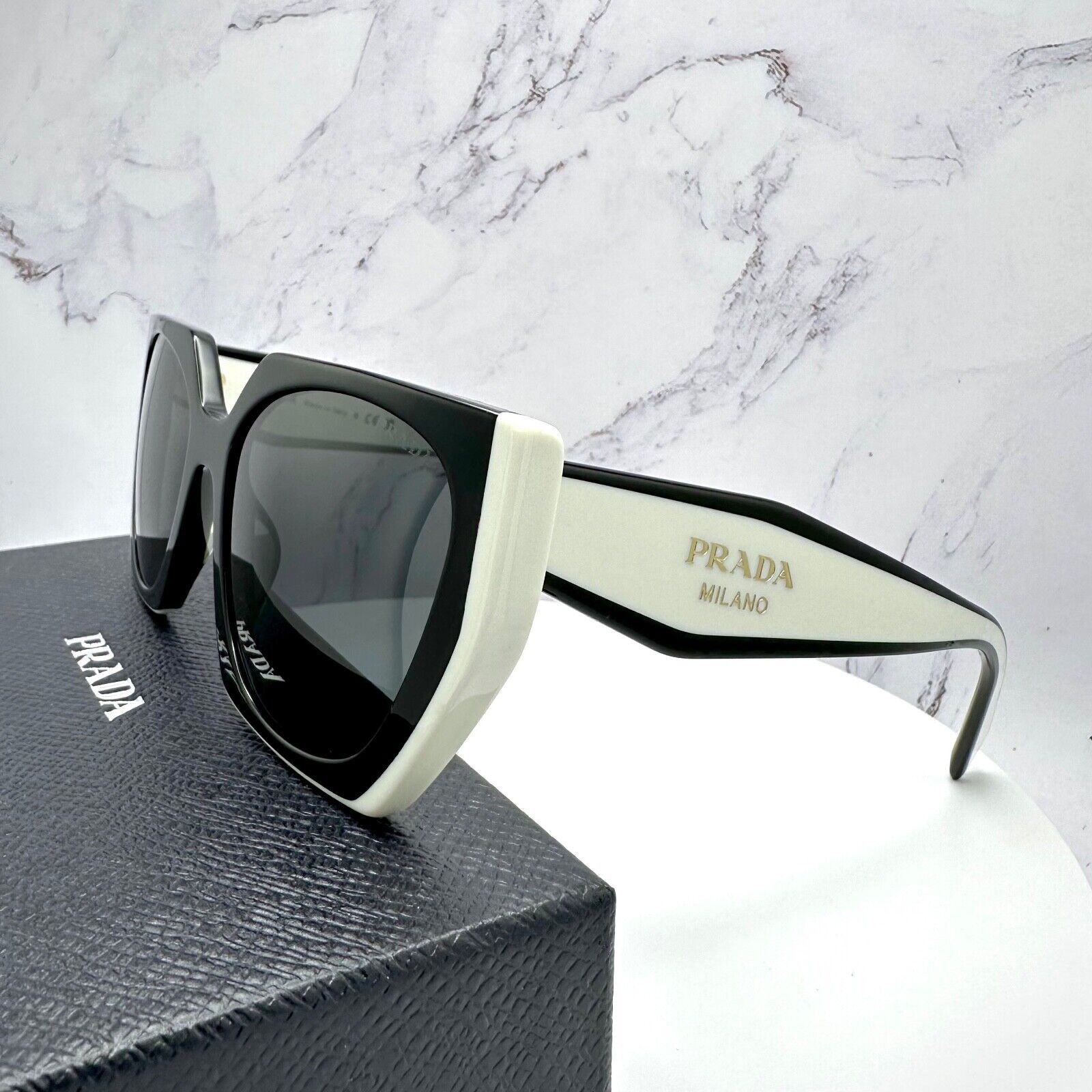 Prada New Prada Sunglasses Womens Black White Symbole Logo Size ONE SIZE - 2 Thumbnail