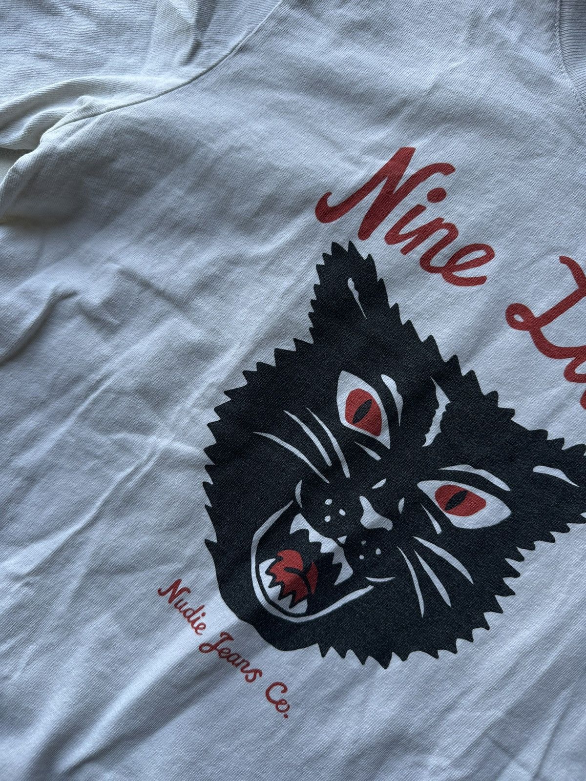 Nudie Jeans 🚨Y2K Big Logo NUDIE JEANS NINE LIVES T-shirt Avant Garde Size US S / EU 44-46 / 1 - 9 Thumbnail