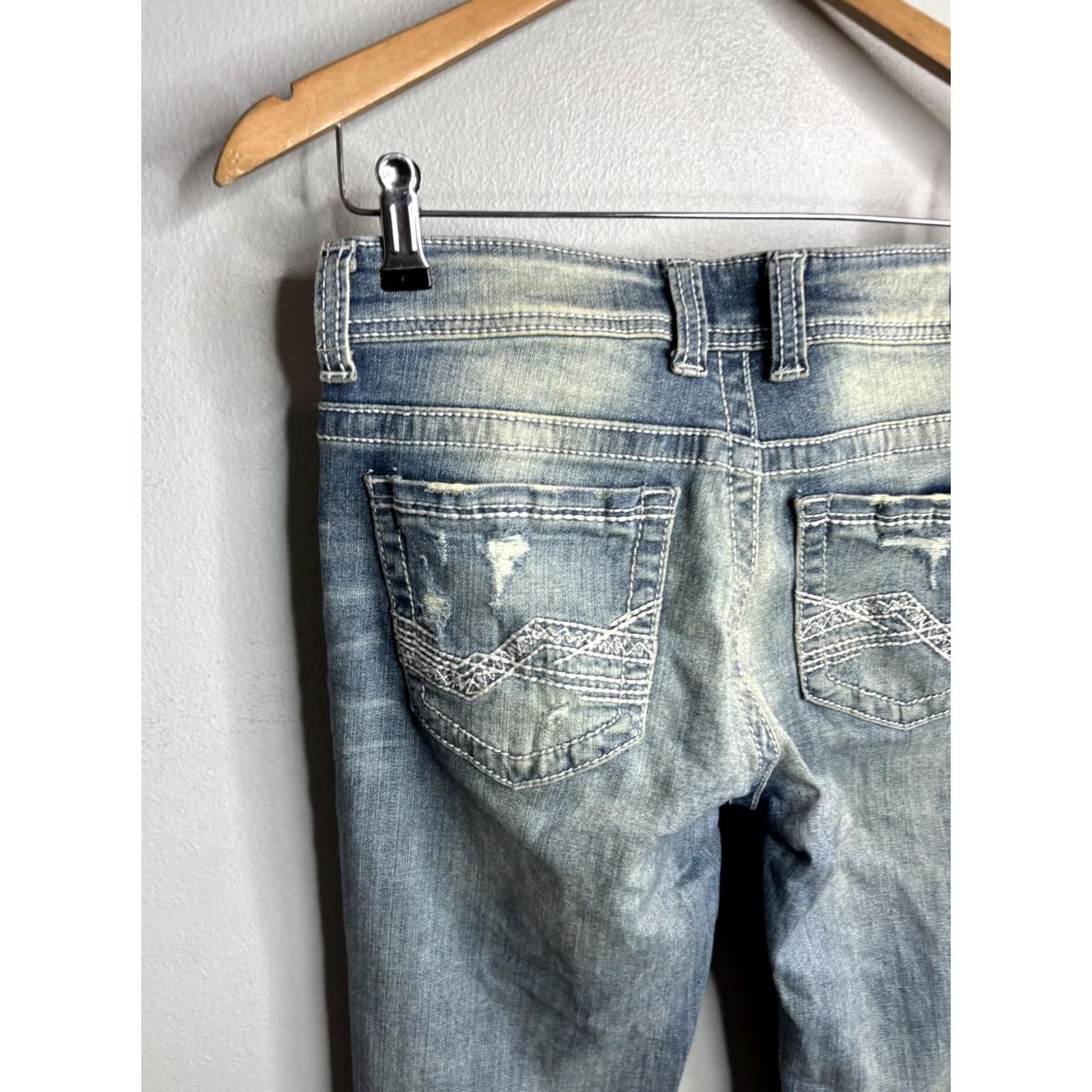 BKE BKE Payton Bootcut Jeans Womens 27 31.5 Blue Distressed Denim Made Mexico Size 27" / US 4 / IT 40 - 2 Thumbnail