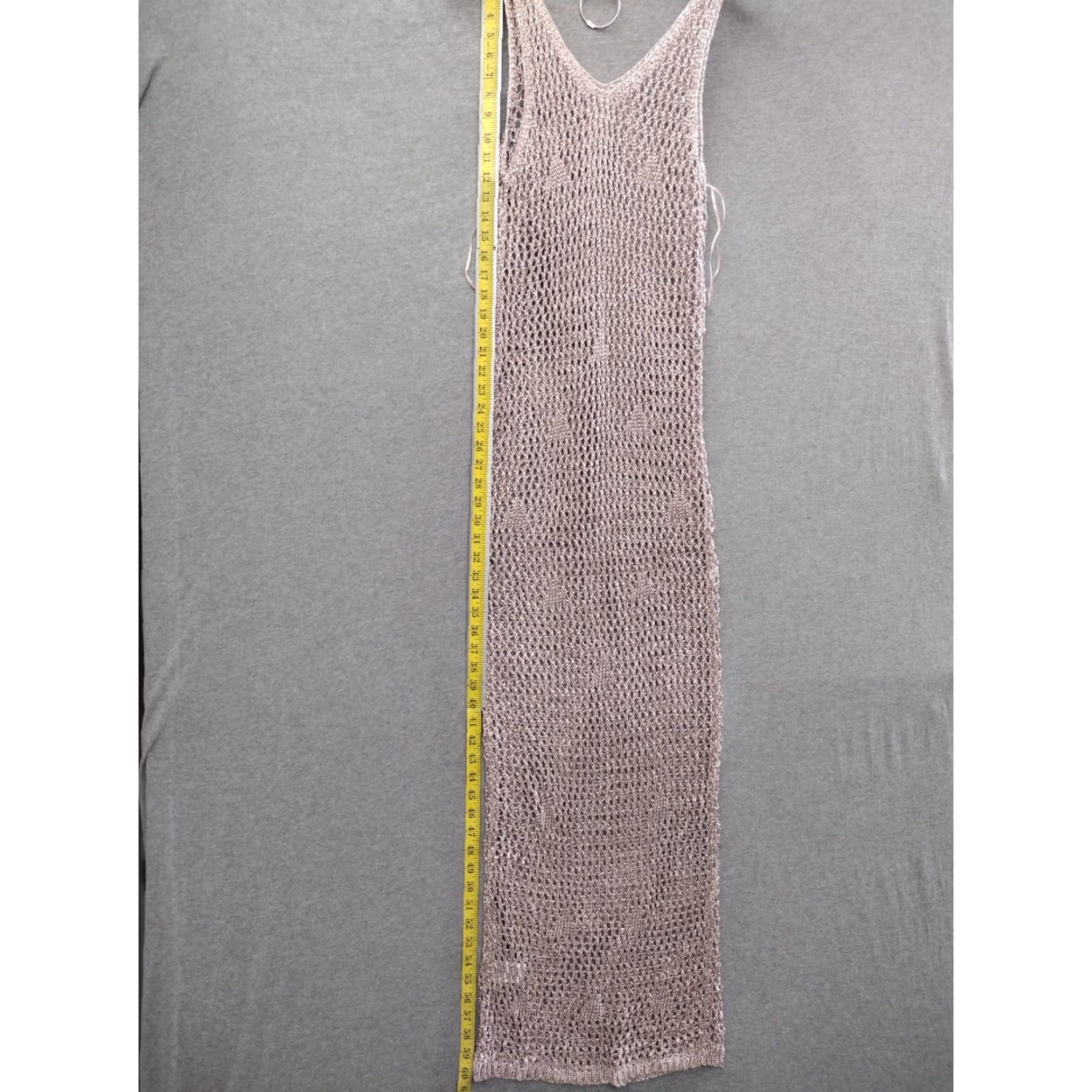Pinko Codigo Crochet Long Knit Dress L Pink V-Neck Sleeveless Bodycon Womens Size L / US 10 / IT 46 - 2 Thumbnail
