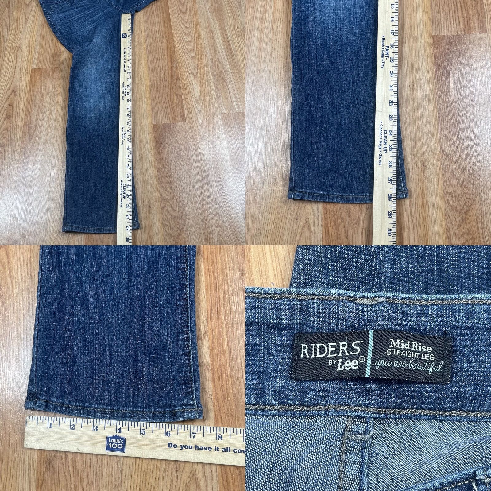 Vintage Riders By Lee Jeans Pants Womens 8P Straight Leg Mid Rise Blue Wash Denim - Vintage Condition - 28in Zip Pocket Size 30" / US 8 / IT 44 - 8 Thumbnail