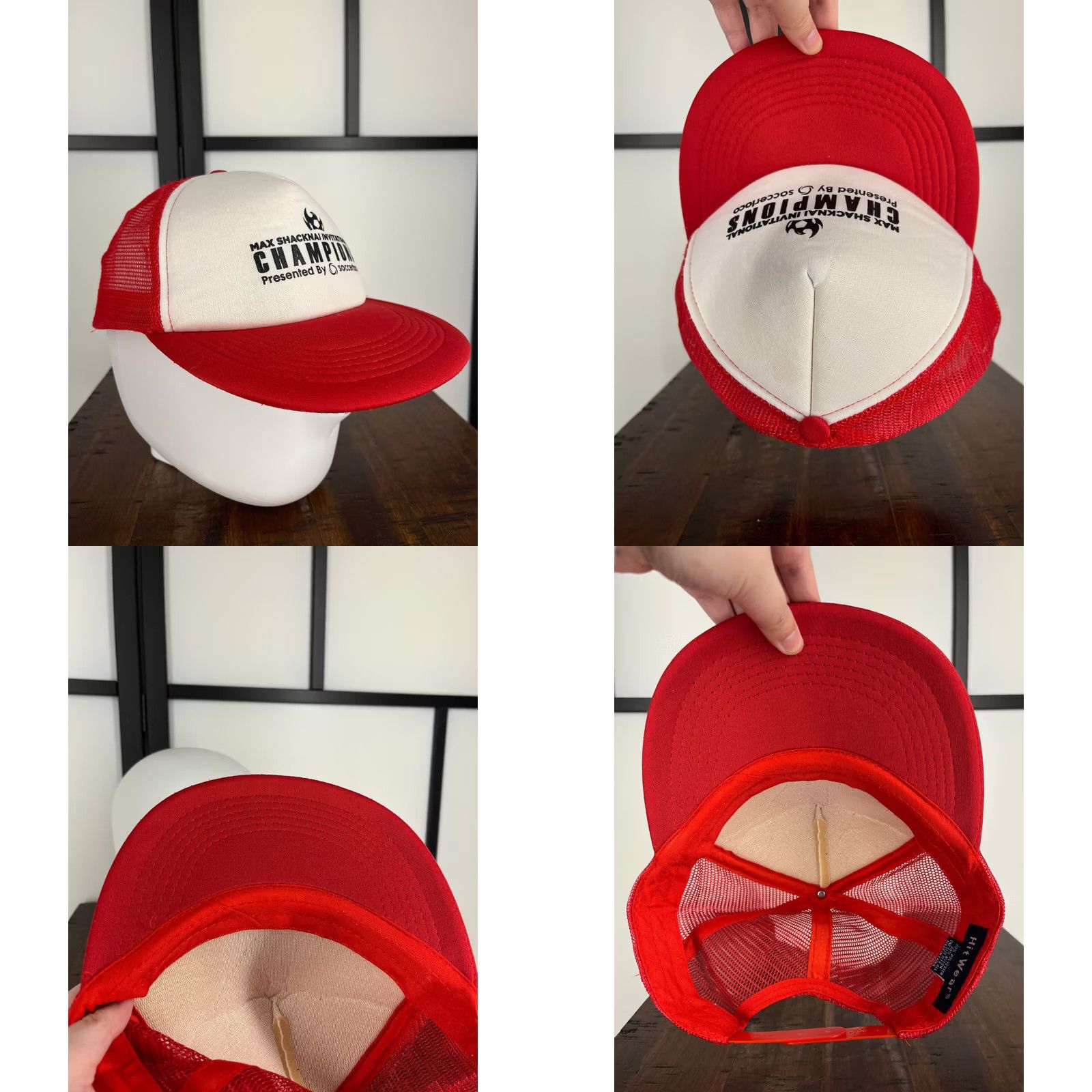 Vintage HitWear Hat Cap Snap Back Adult One Size Red Soccer Trucker Hat Mens Size ONE SIZE - 8 Thumbnail