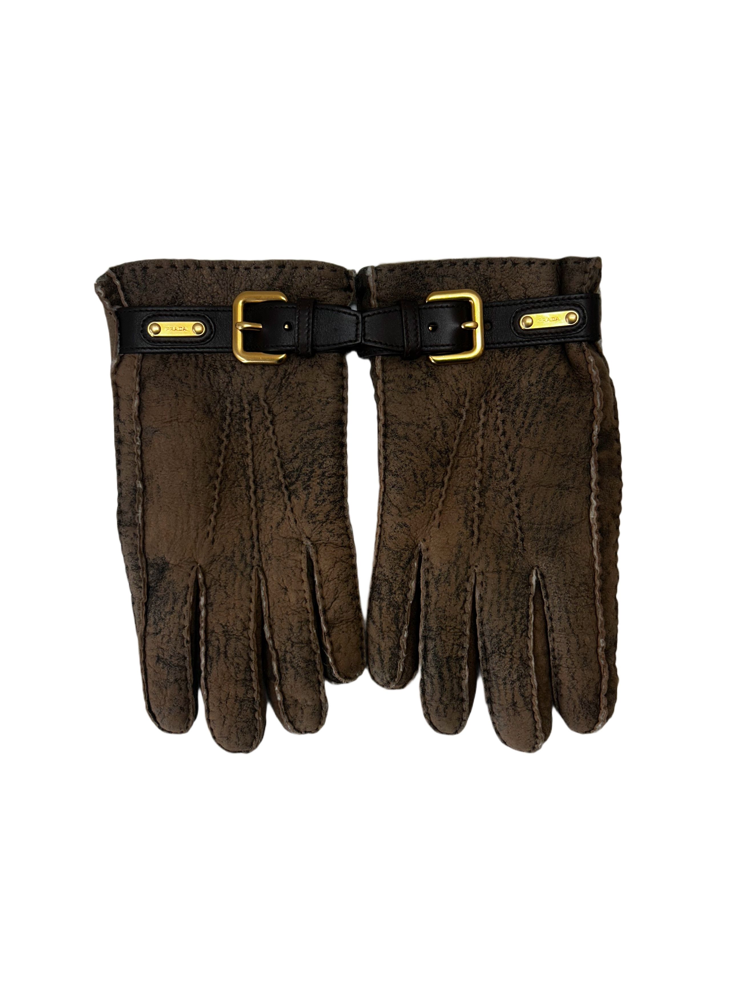 Prada Prada Shearling Gloves With Buckle Fastening SIZE 10 Size ONE SIZE - 1 Thumbnail