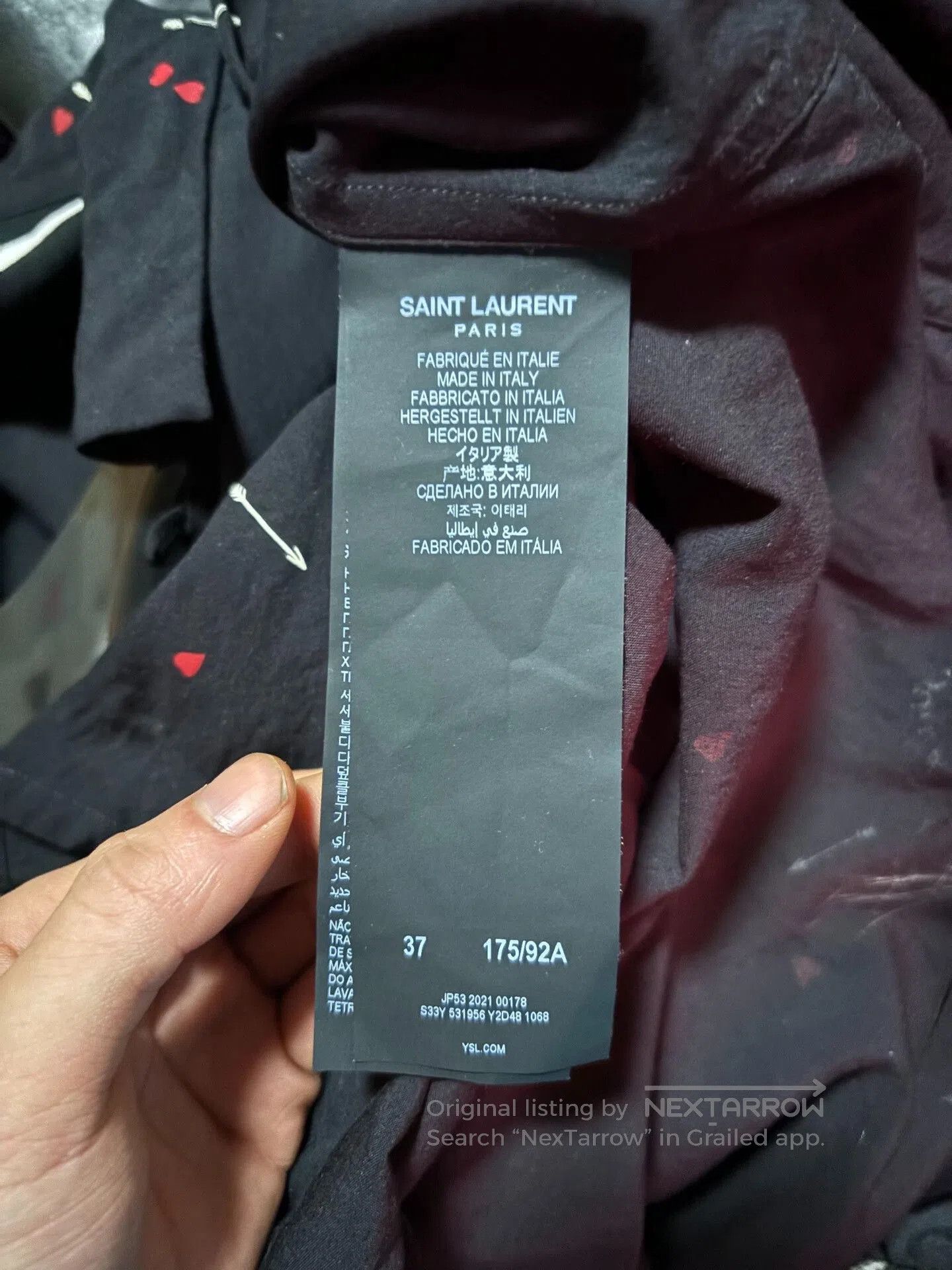 Saint Laurent Paris Saint Laurent Black Heart Print Shirt. Size US S / EU 44-46 / 1 - 6 Thumbnail