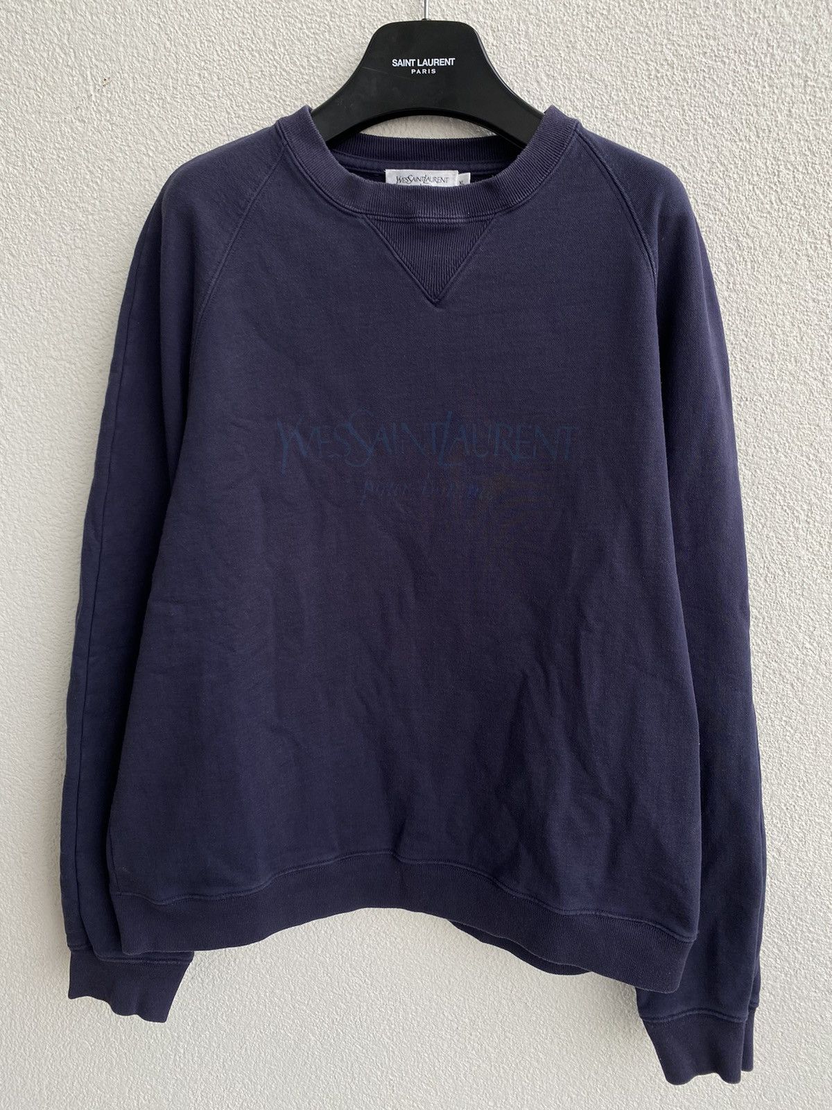 Yves Saint Laurent Big Logo YSL Sweatshirt Navy YSL Sweater Purple YSL Crewneck Size US XL / EU 56 / 4 - 7 Thumbnail