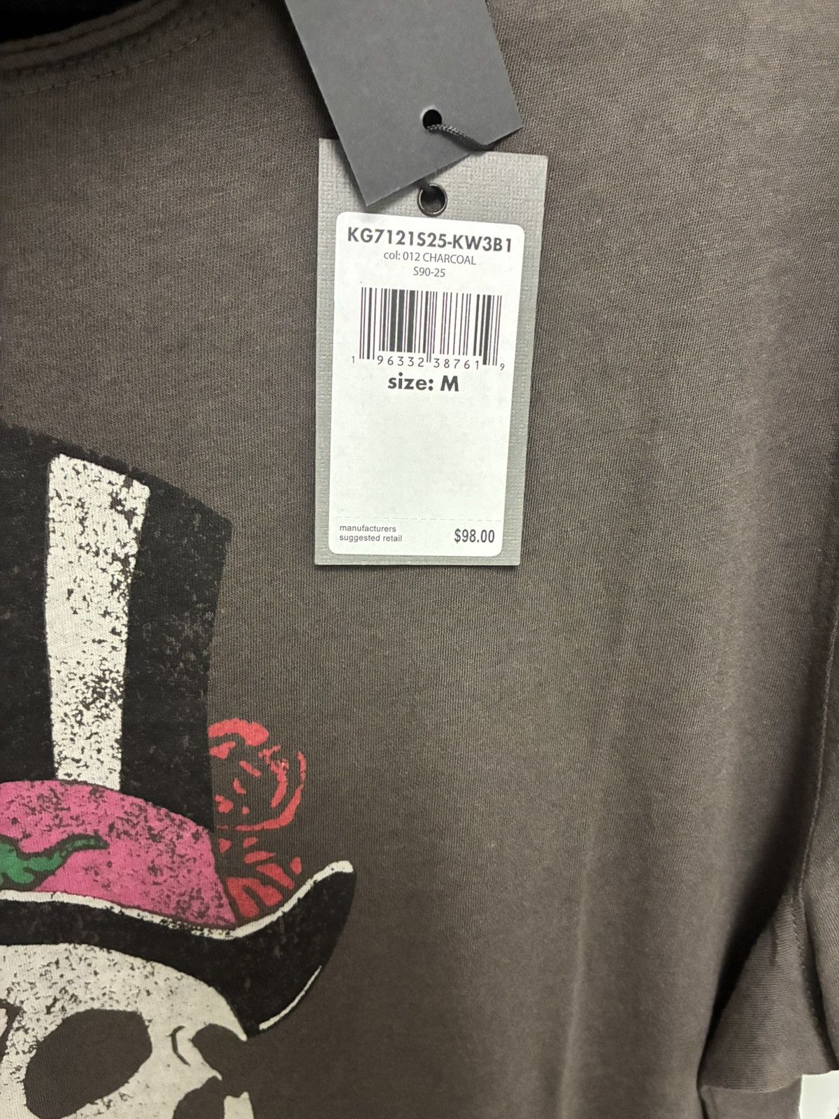 John Varvatos Top Hat Skull And Roses Grey Tee medium Size US M / EU 48-50 / 2 - 4 Thumbnail