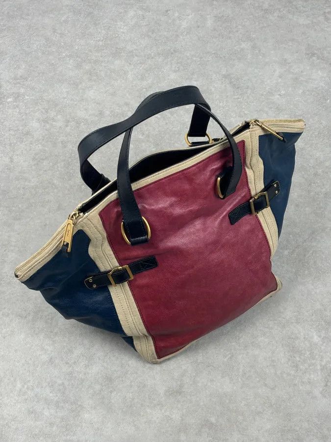 Yves Saint Laurent 2000s Yves Saint Laurent Burgundy Leather Colorblock Handle Bag Size ONE SIZE - 9 Thumbnail