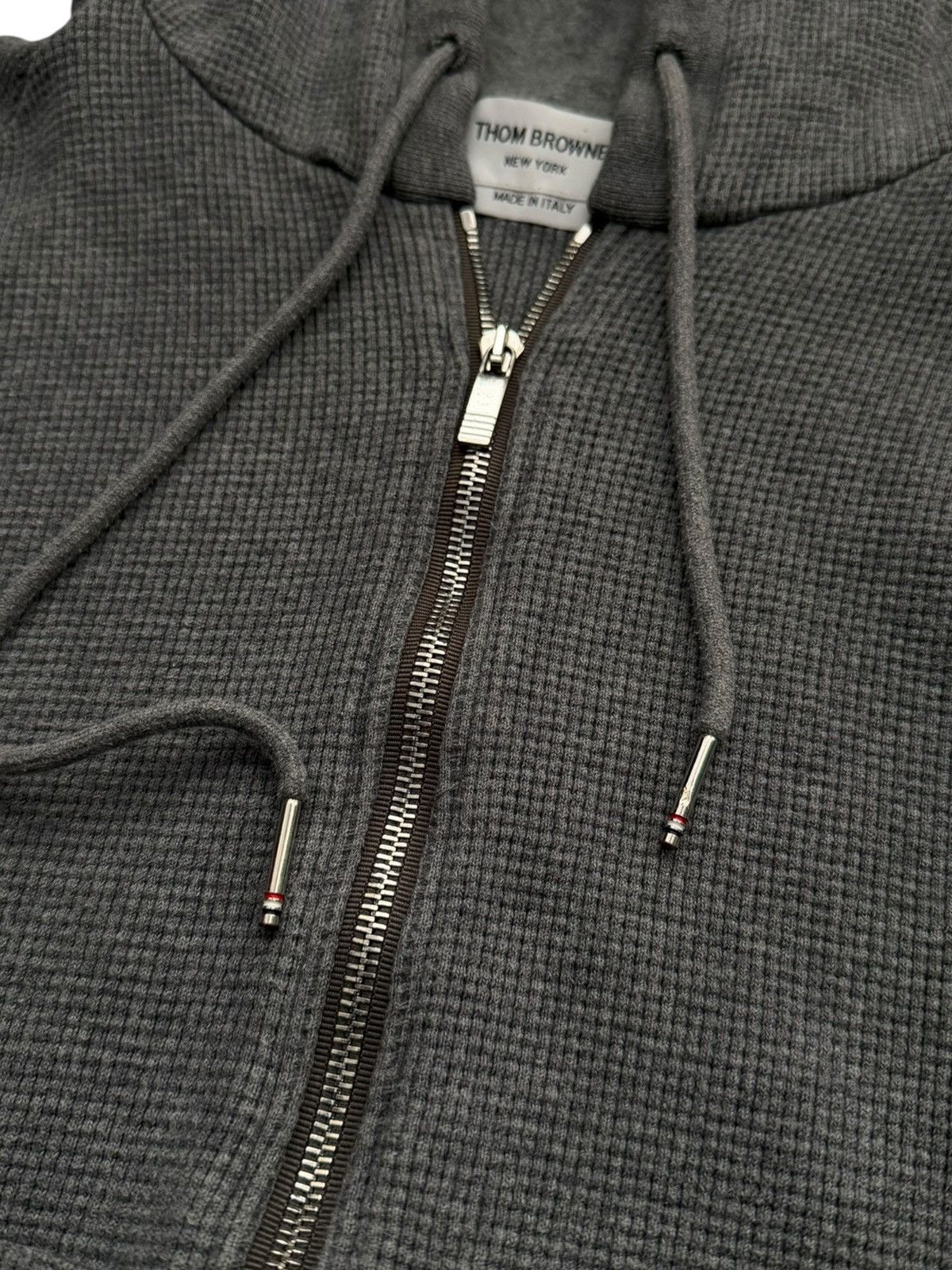 Thom Browne Heavy Engineered Waffle Zip Bar Thermal Hoodie Size US M / EU 48-50 / 2 - 8 Thumbnail