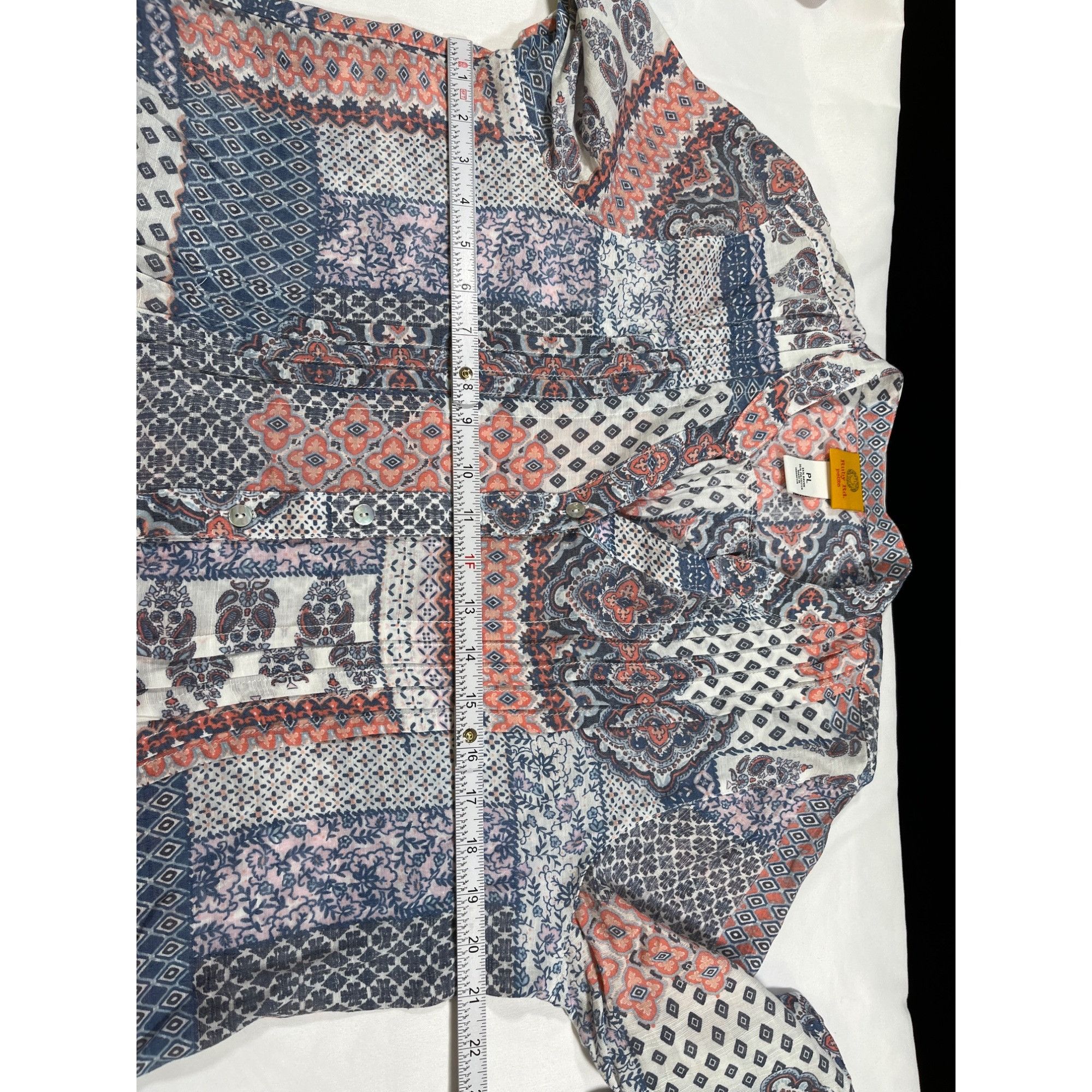 Designer Ruby RD SKU 7730 Womens Boho Chic Patchwork Print Top Blouse Size L / US 10 / IT 46 - 3 Thumbnail
