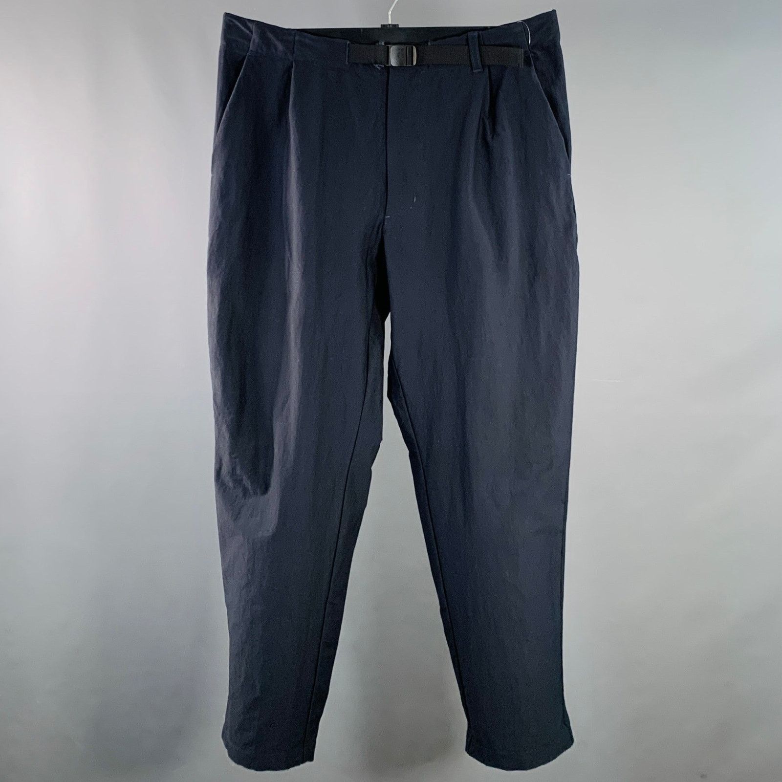 Size L Navy Twill Nylon Blend Drawstring Casual Pants