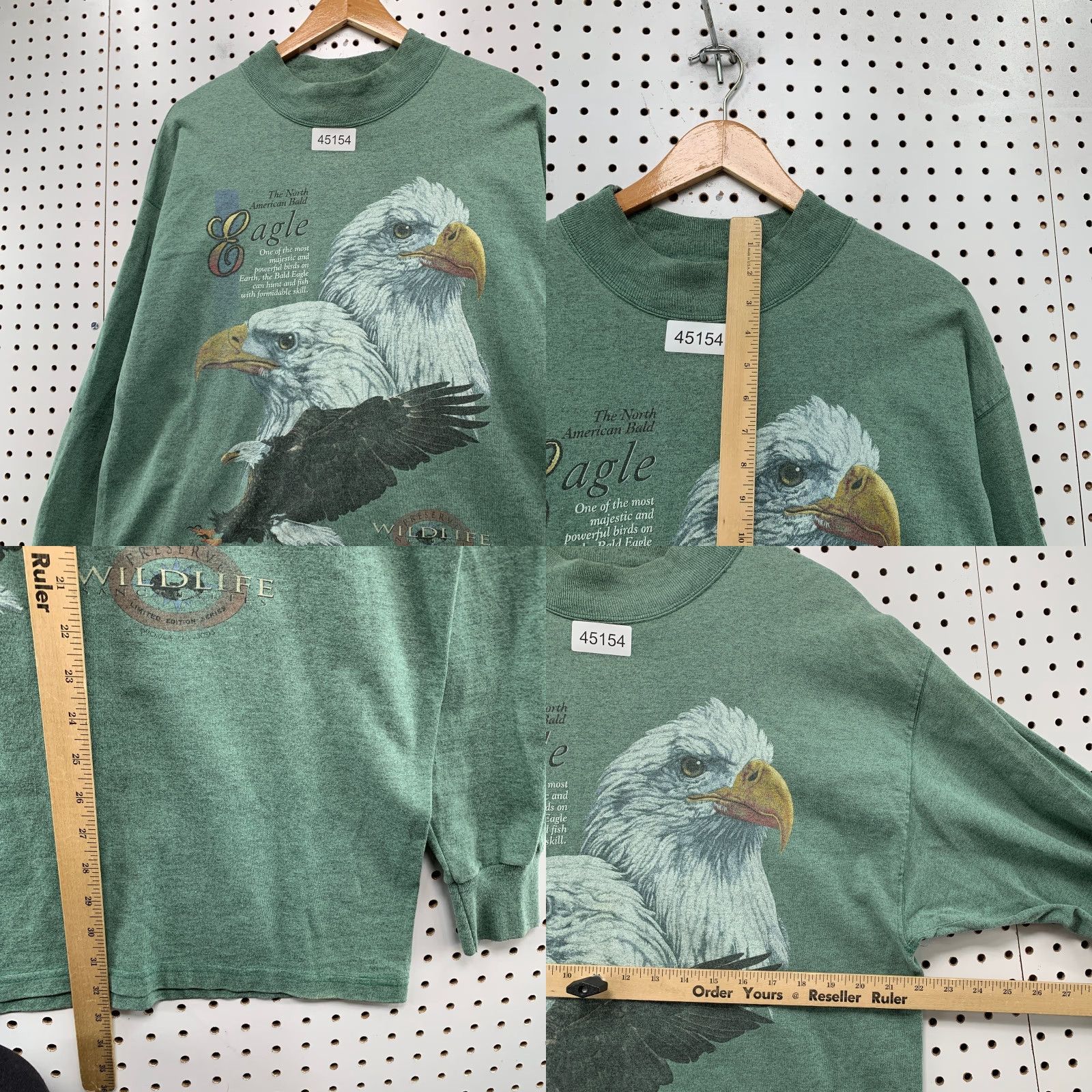 Vintage VINTAGE Bald Eagle Shirt Mens Large Green Wildlife Preserve Nature Long Sleeve Size US L / EU 52-54 / 3 - 8 Thumbnail