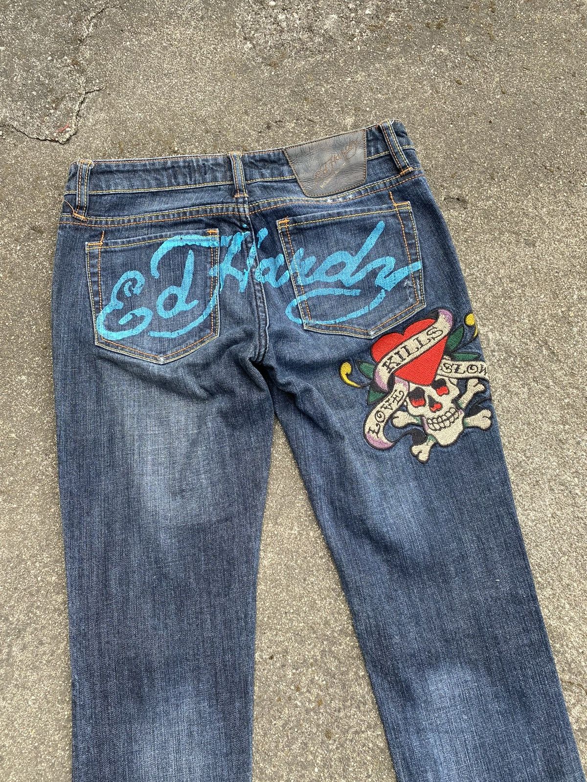 Christian Audigier × Ed Hardy × Vintage Christian Audigier Vintage Y2k Denim Pant Rare Hype Ed Hardy Size 27" / US 4 / IT 40 - 2 Thumbnail