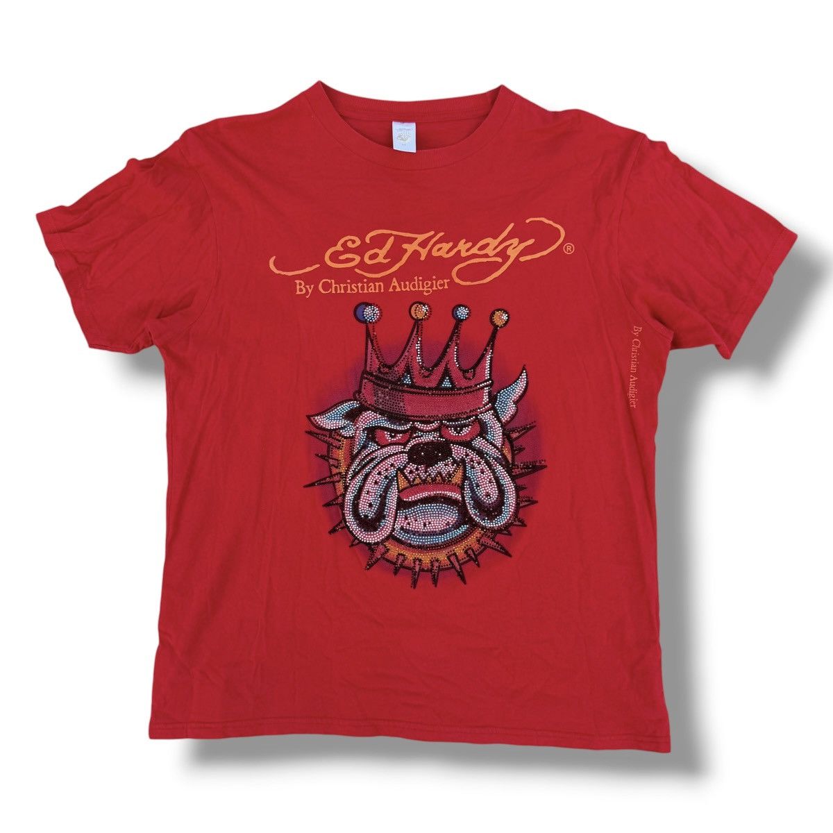 Ed Hardy Y2K Ed Hardy Bulldog Crown Rhinestone Red T-Shirt Size Large Size US L / EU 52-54 / 3 - 1 Thumbnail