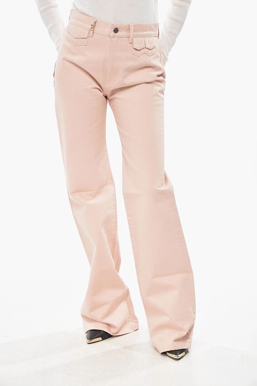 Chloe og1mm0426 Cotton Straight-Leg Multi-Pocket Pant in Pink Size 30" / US 8 / IT 44 - 1 Thumbnail