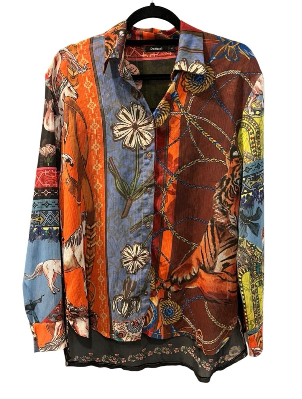 Desigual Desigual Patchwork Button Down Shirt Tiger Horse Size Med Size M / US 6-8 / IT 42-44 - 1 Thumbnail