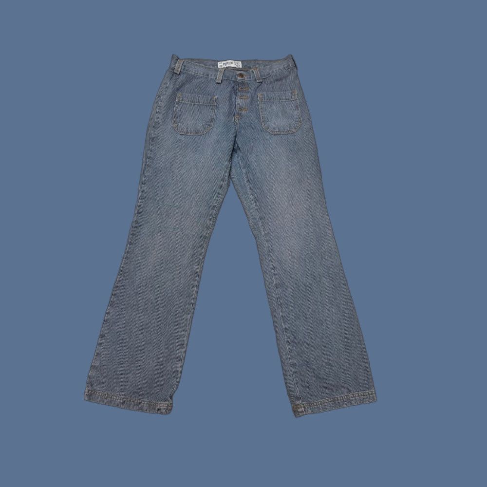Vintage OshKosh B'gosh Womens Pants 8R Blue Railroad Striped Pants Front Pockets Button Fly Classic Fit Casual Size 30" / US 8 / IT 44 - 1 Thumbnail