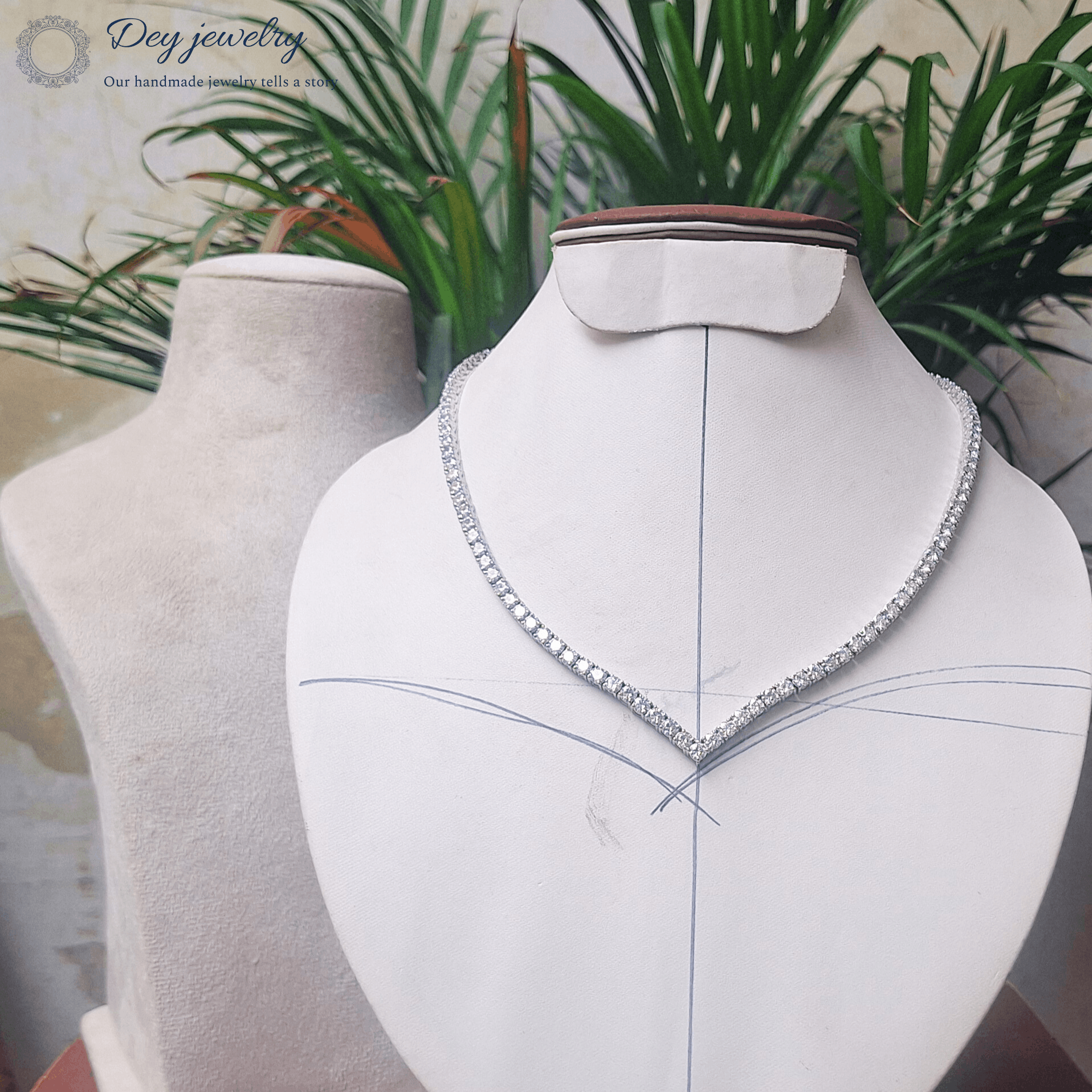Other Moissanite V Shape Tennis Weeding Necklace Size ONE SIZE - 2 Thumbnail