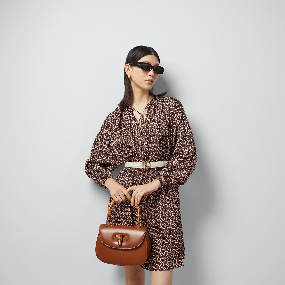 Gucci 40 S - Gucci Interlocking G Chain Print Silk Dress Brown Size S / US 4 / IT 40 - 5 Thumbnail