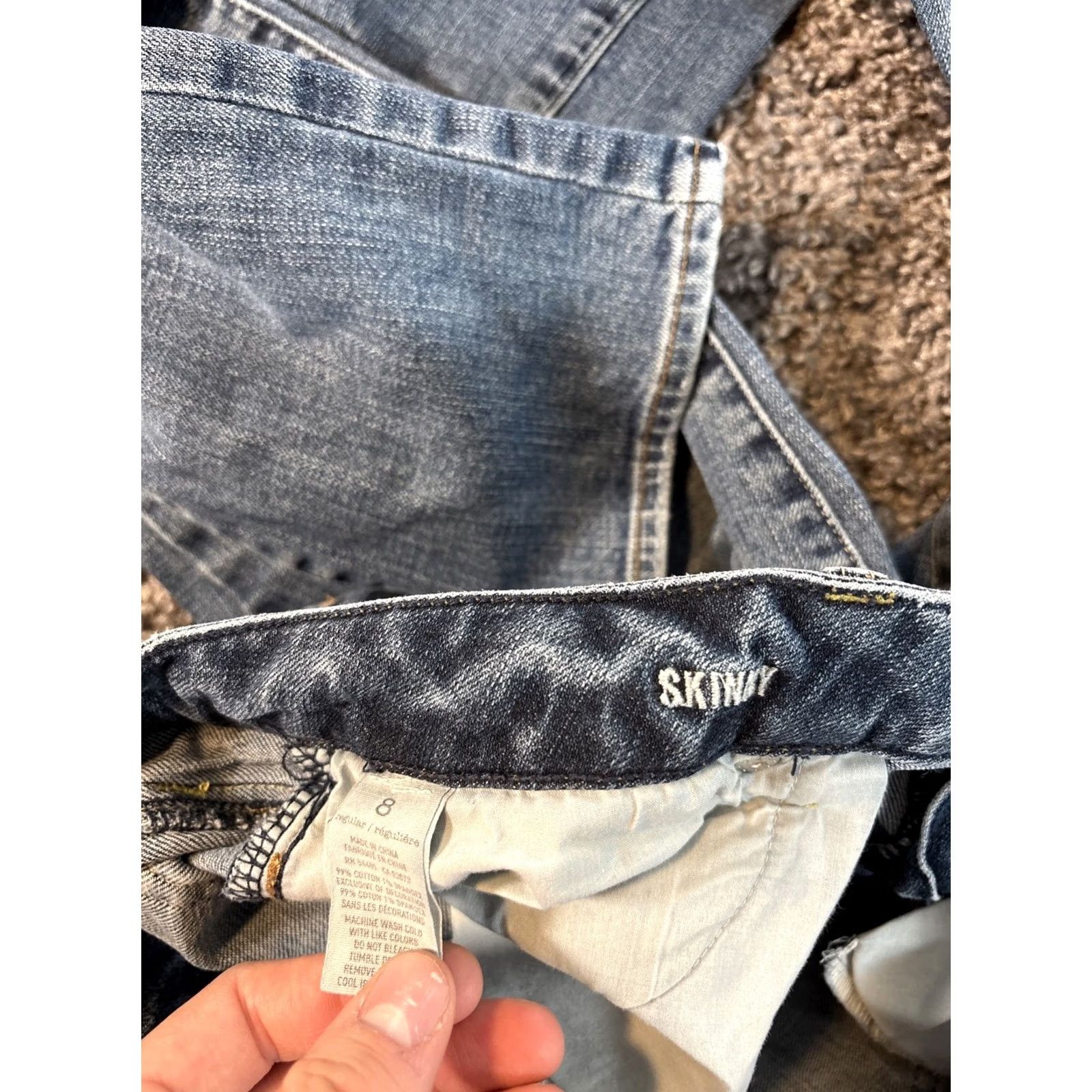 American Eagle Outfitters Vtg American Eagle Skinny Jeans Womens 28x29 Low Rise Med Wash Faded Distressed Size 26" / US 2 / IT 38 - 6 Thumbnail