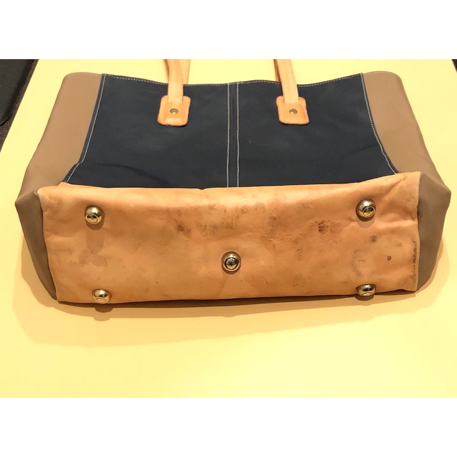 Vintage Jon Hart Tote Bag Purse Medium Navy Taupe and Tan Size ONE SIZE - 3 Thumbnail