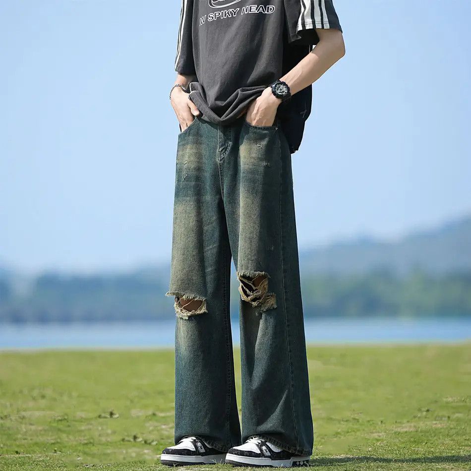 Japanese Brand × Jean Retro loose straight leg casual ripped jeans Size US 32 / EU 48 - 2 Thumbnail