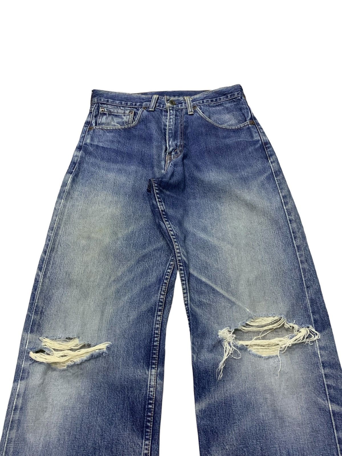 Levi's × Vintage Vintage Levis 504 Selvedge Baggy Cut Distressed Jeans Size US 30 / EU 46 - 7 Thumbnail