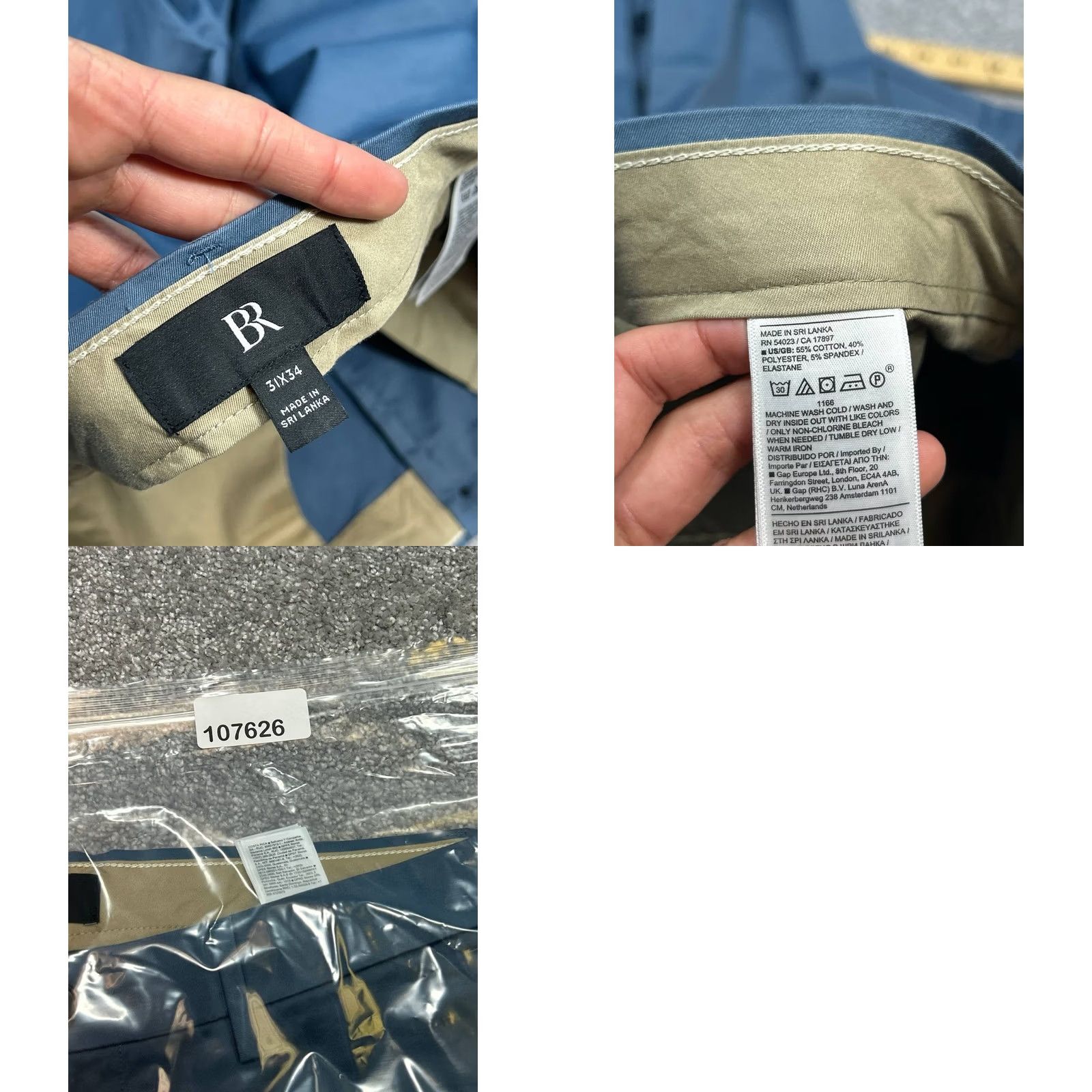 Banana Republic Banana Republic Chino Pants Mens 31 Blue Cotton Mid Rise Stretch Straight Leg Size US 31 - 8 Thumbnail