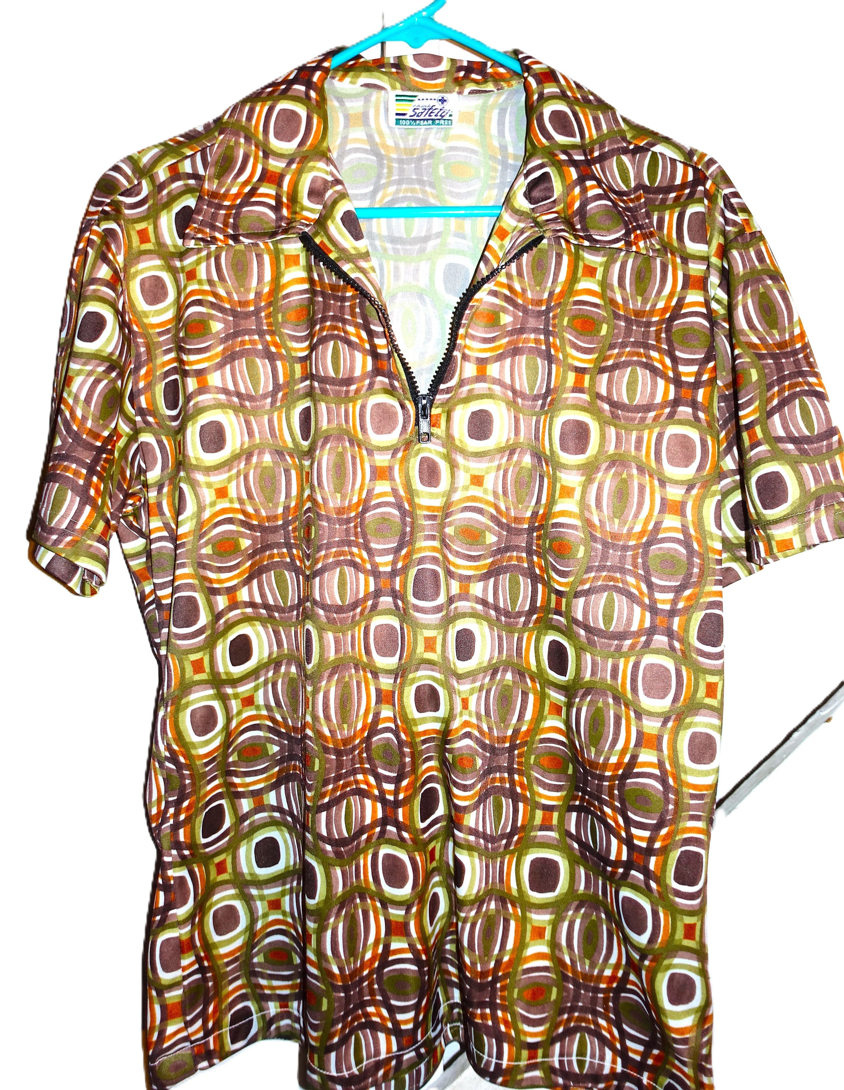 Vintage Vintage Think Safety Brown Nylon Abstract Shirt M Size US M / EU 48-50 / 2 - 1 Thumbnail