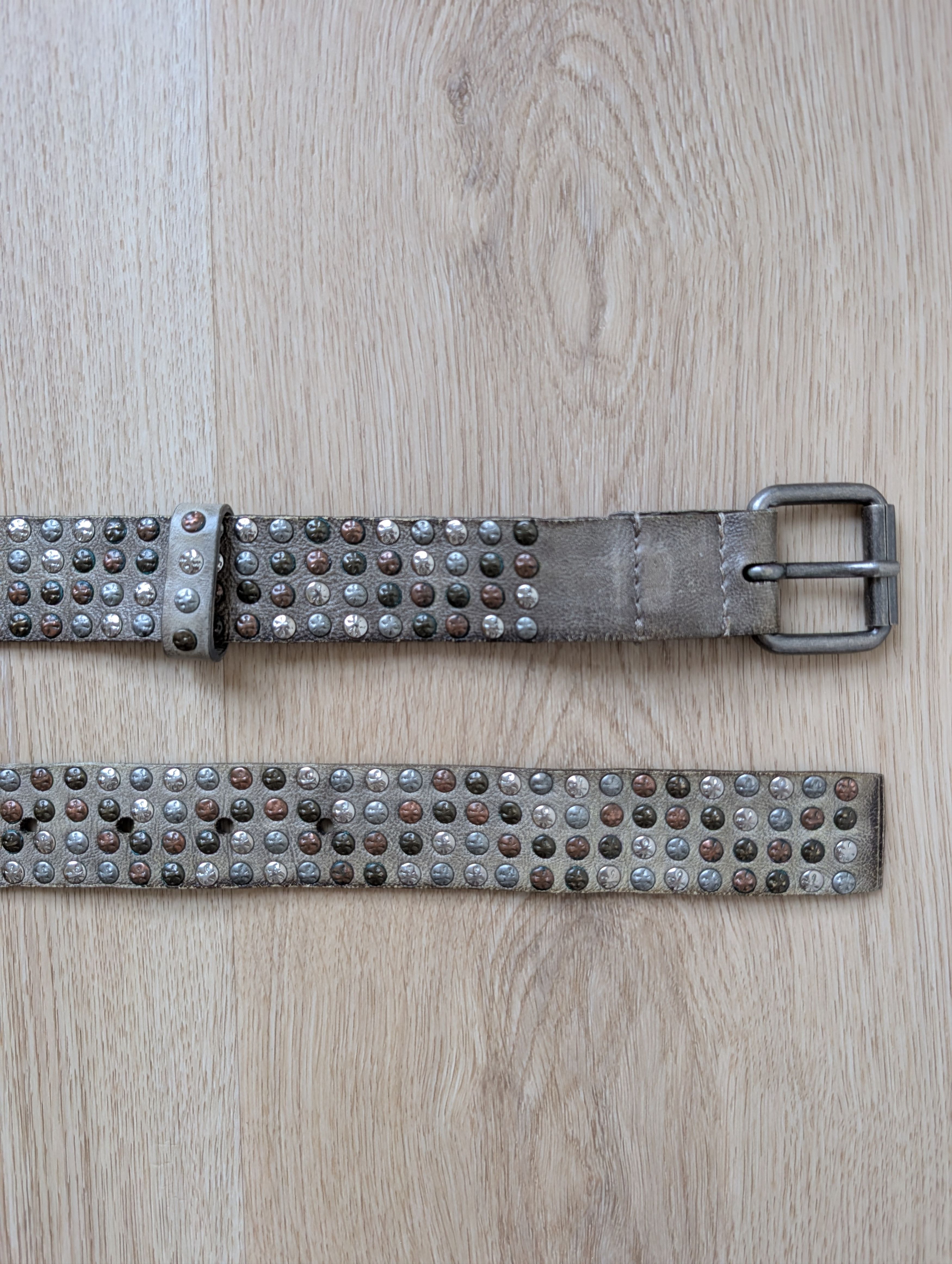 A.S.98 A.S. 98 GOSSE Leather Belt Timeless Rockstar Mettal Rivets Size ONE SIZE - 8 Thumbnail