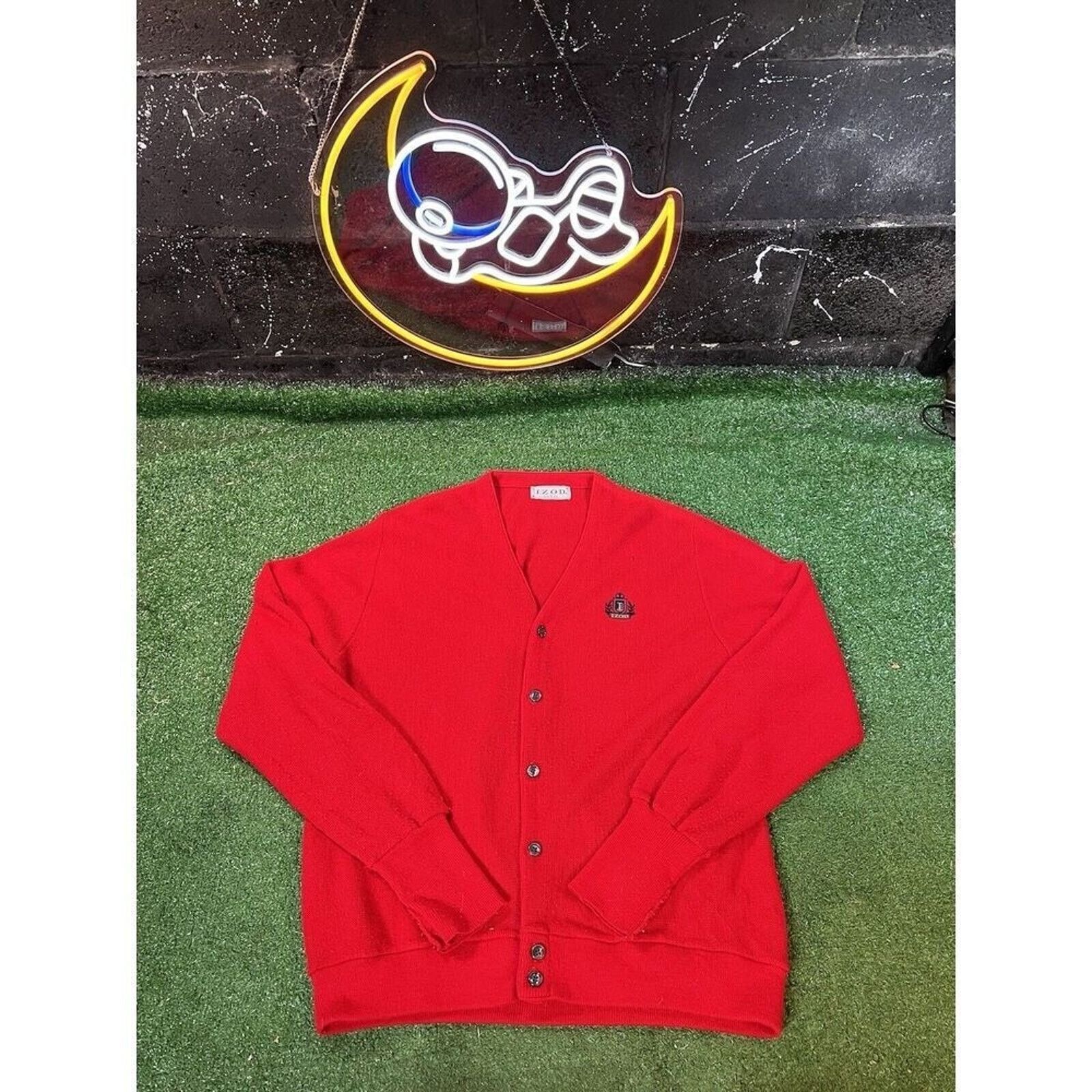 Izod Vintage Izod Grandpa Knit Red Cardigan Sweater Mens L Size US L / EU 52-54 / 3 - 1 Thumbnail