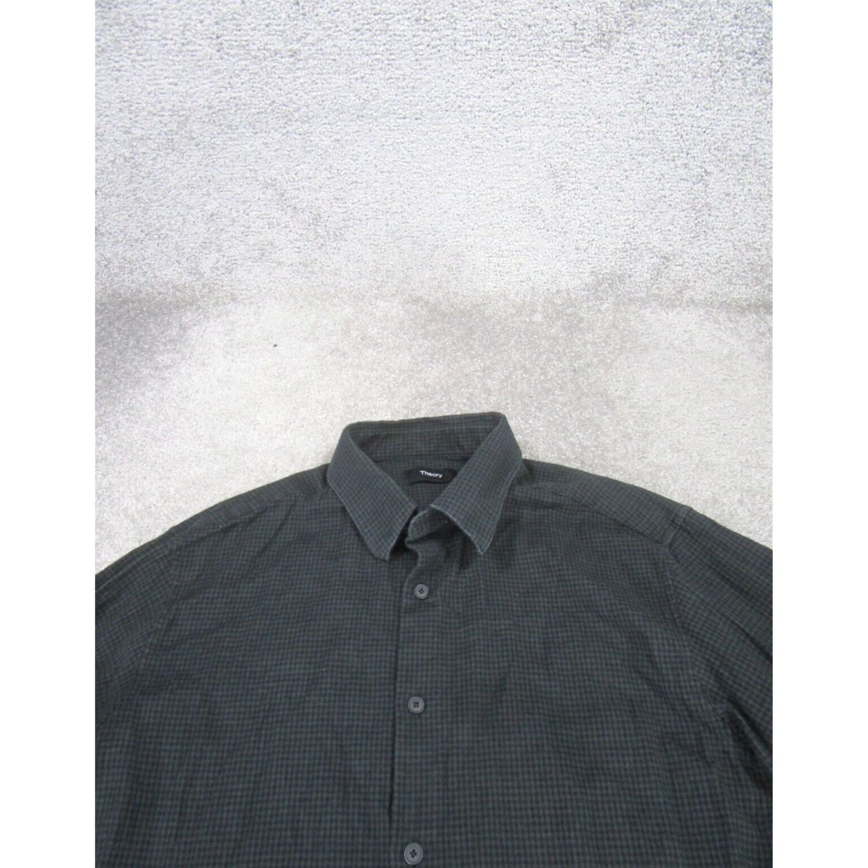 Theory Mens Theory Gray Cotton Shirt Medium XL Extra Large Long Sleeve Button Up Size US M / EU 48-50 / 2 - 2 Thumbnail