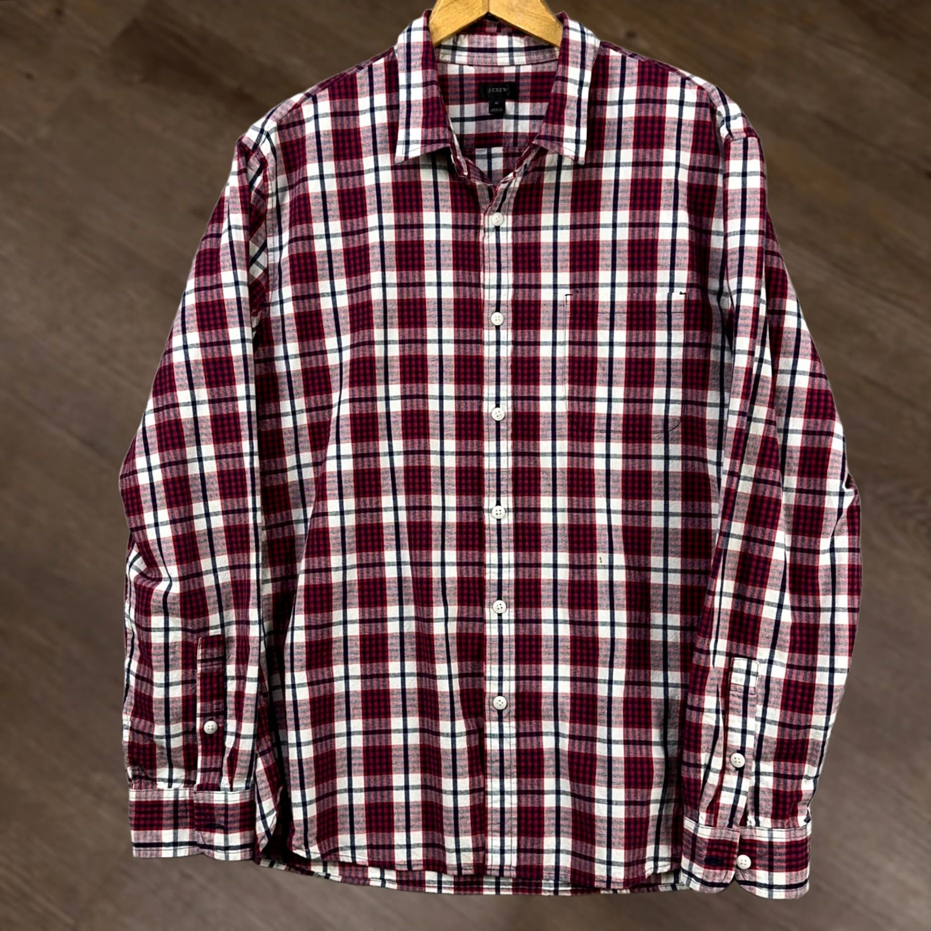 J.Crew J. Crew Shirt Button Up Mens XL Red Blue Plaid Long Sleeve Pockets Regular Fit Size US XL / EU 56 / 4 - 1 Thumbnail