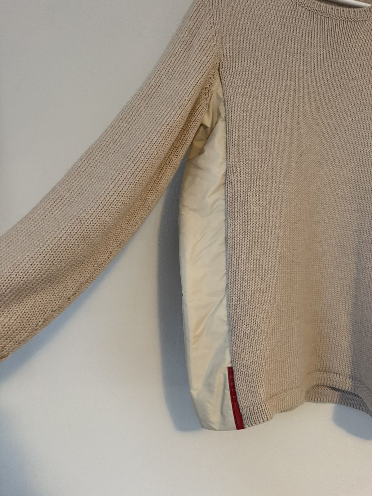 Prada Prada Beige Wool Knit Sweater with Padded Nylon Side Panels Size US L / EU 52-54 / 3 - 6 Thumbnail