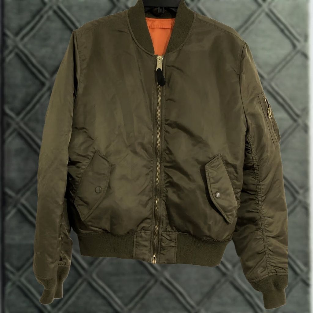 Alpha Industries VINTAGE Alpha Industries MA-1 Bomber Jacket Mens L Green /Orange Flight Size US L / EU 52-54 / 3 - 1 Thumbnail