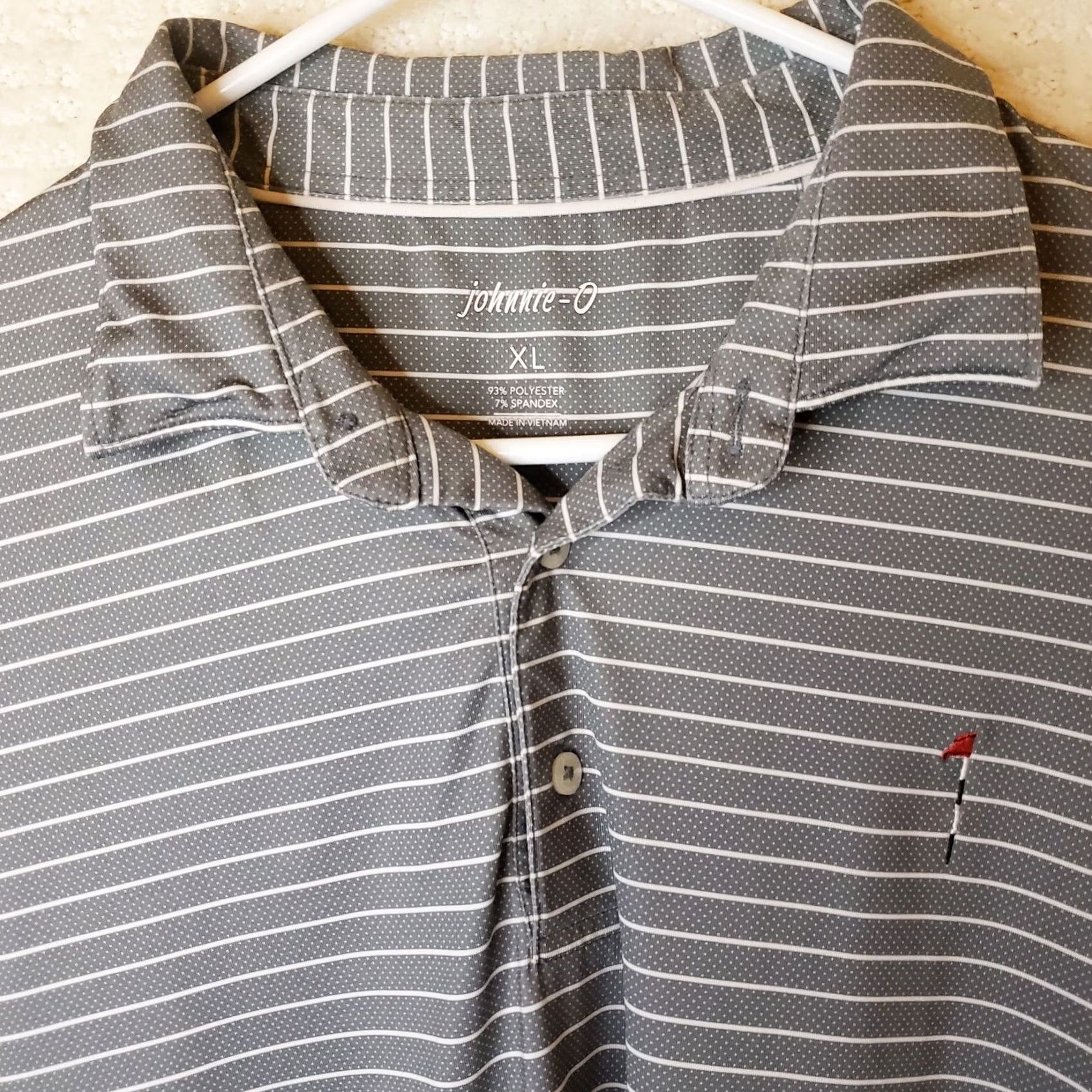 johnnie-O johnnie-O Dante Polo Golf Short Sleeve Shirt Gray White Stripes Men's XL Polo Shirt Size US XL / EU 56 / 4 - 4 Thumbnail