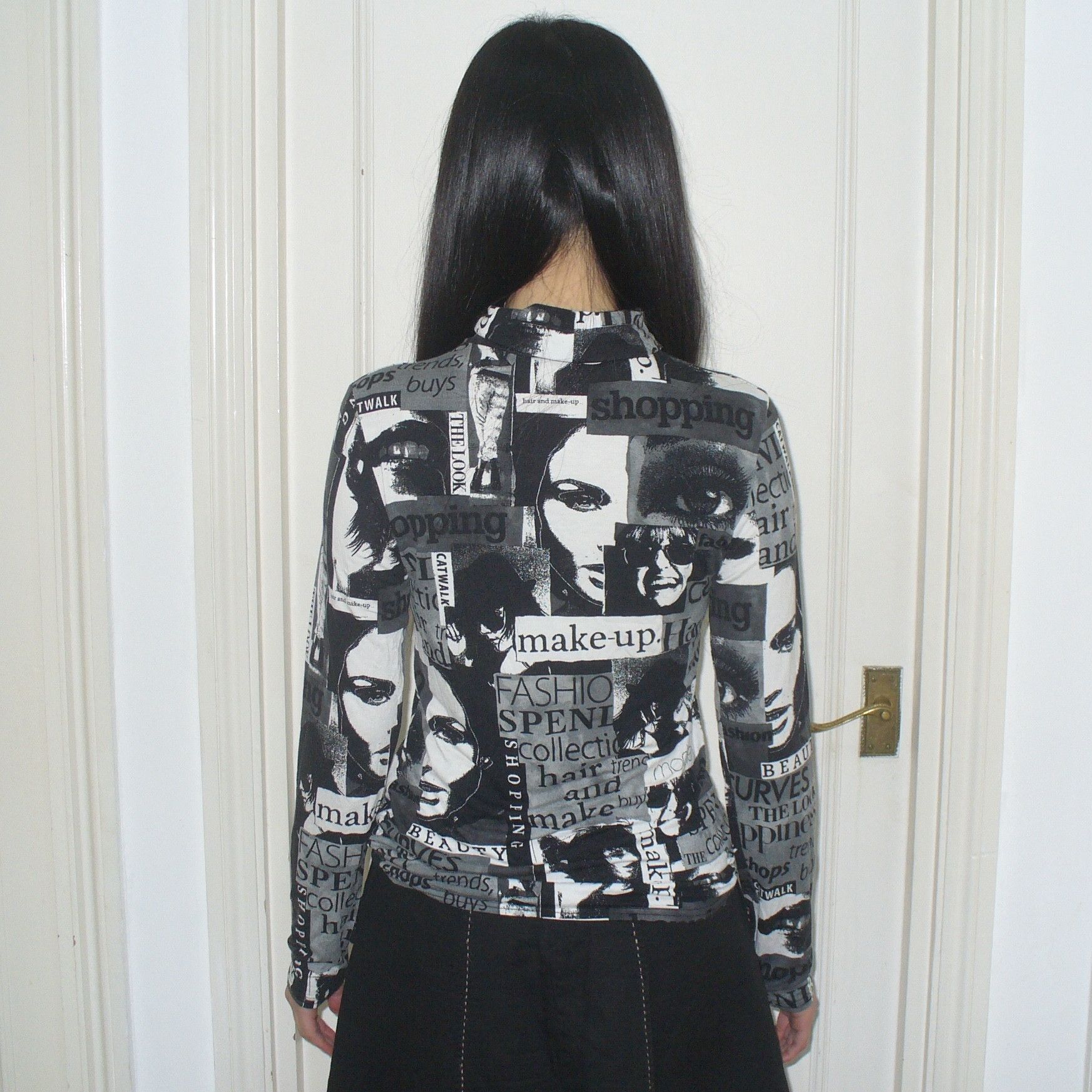 Other Newspaper print 2000s turtleneck top Size M / US 6-8 / IT 42-44 - 2 Thumbnail