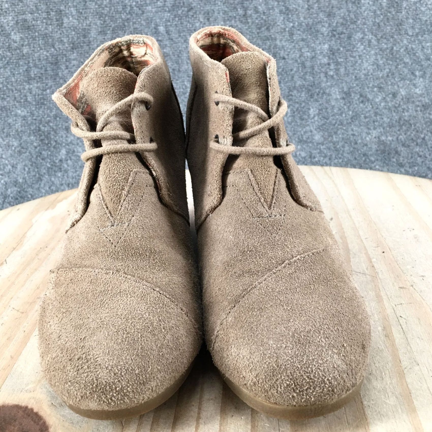 Toms TOMS Boots Womens 7.5 Desert Beige Lace Up Ankle Top Comfort Wedge Heels 741116 Size M / US 6-8 / IT 42-44 - 6 Thumbnail