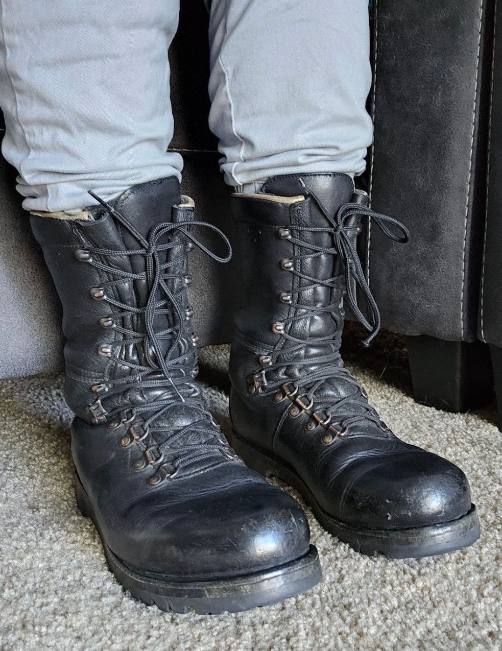 Vintage 1980s True Vintage Black Leather Military Boots Size US 8 / EU 41 - 2 Thumbnail