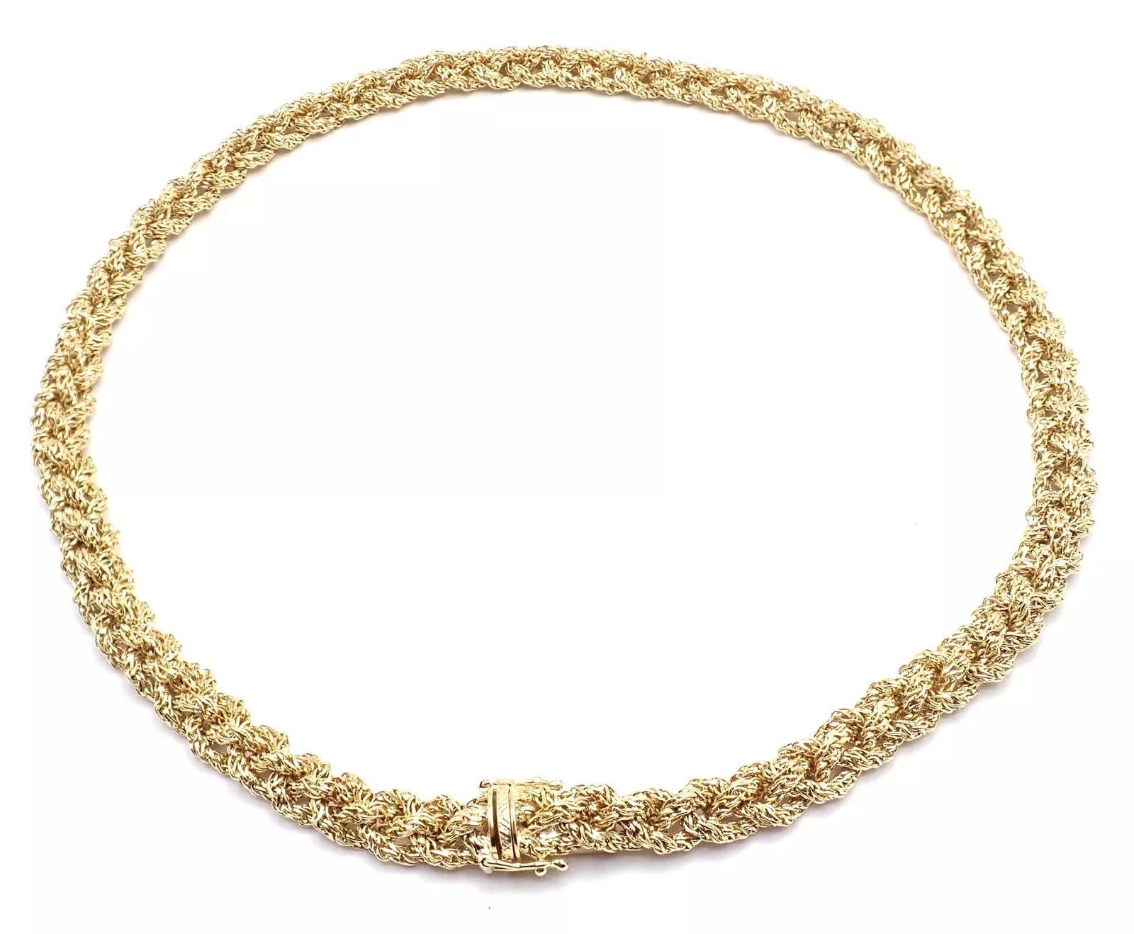Tiffany & Co 18k Yellow Gold Basketweave Link Chain Necklace
