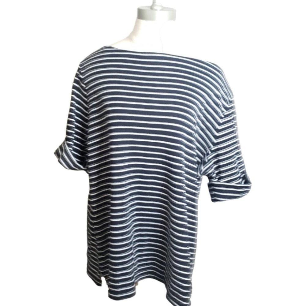 Designer CT880 Karen Scott Striped Black & White Sweater 1X Size XL / US 12-14 / IT 48-50 - 1 Thumbnail