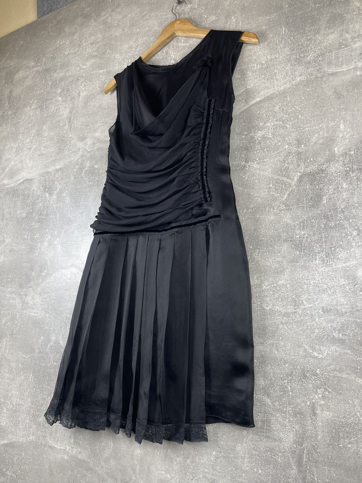 Dolce & Gabbana Dolce & Gabbana Black Silk Asymmetric Pleated Cocktail Dress Size S / US 4 / IT 40 - 3 Thumbnail