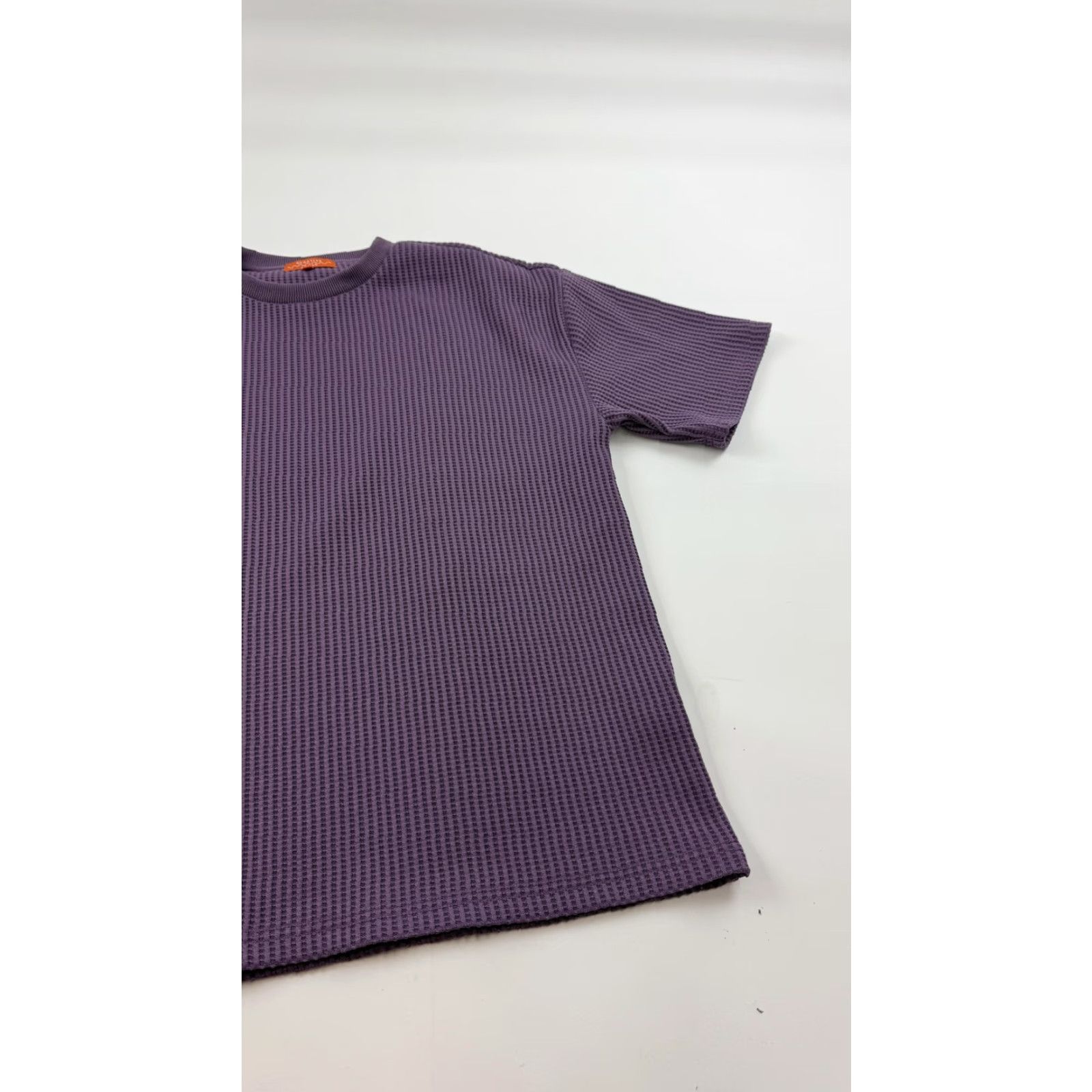 Vintage Negative Space Shirt Mens Medium Purple Waffle Knit Textured Crewneck Polyester Size US M / EU 48-50 / 2 - 2 Thumbnail